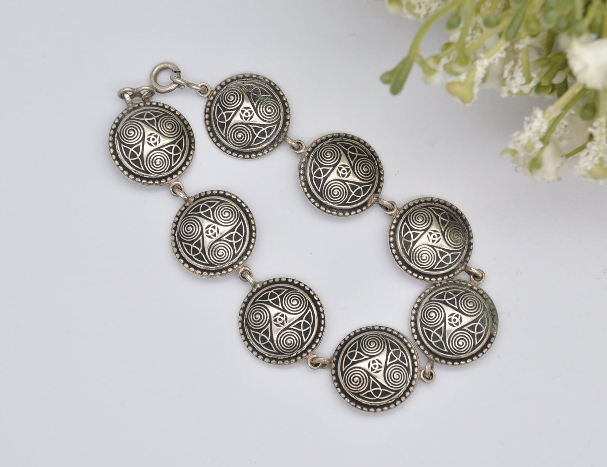 Vintage Silver Tone Breiz Bepred Kelt Bracelet - Brittany Forever | Bretagne France | Viking Style
