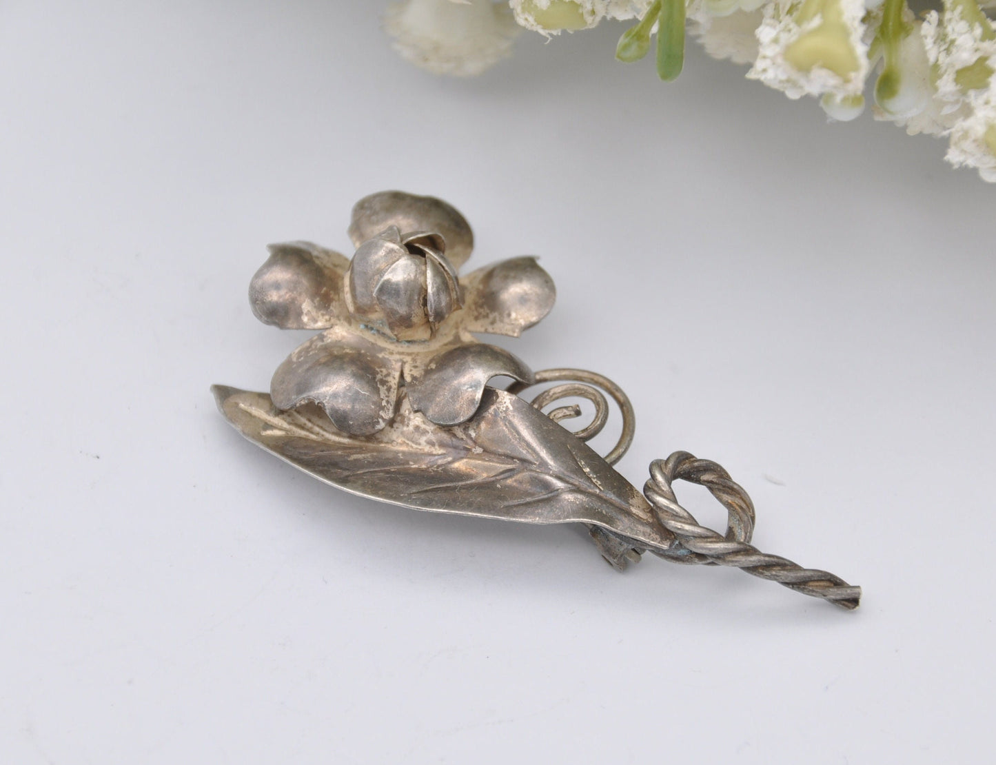 Vintage Sterling Silver Flower Brooch - Handmade Figural Floral Jewellery