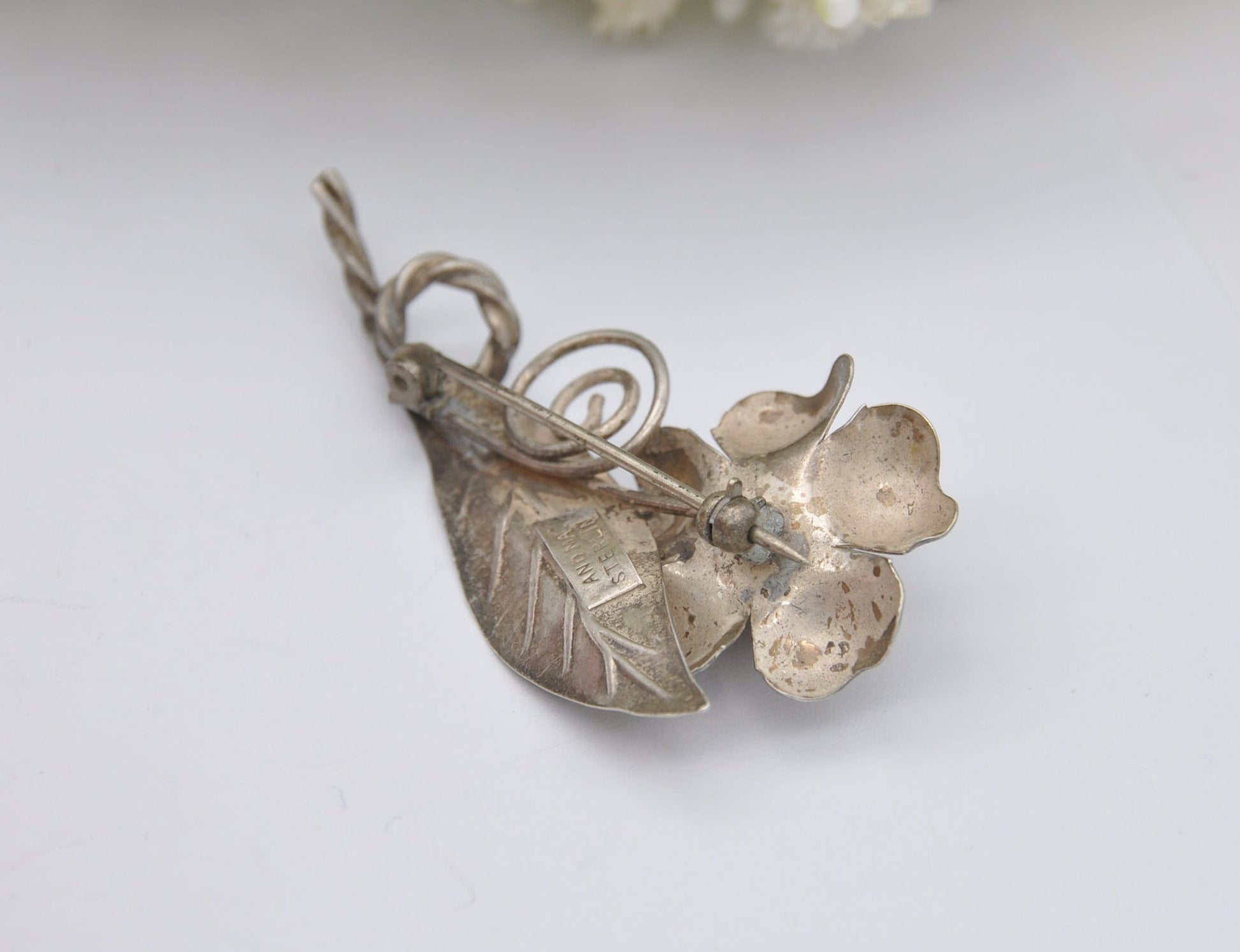 Vintage Sterling Silver Flower Brooch - Handmade Figural Floral Jewellery