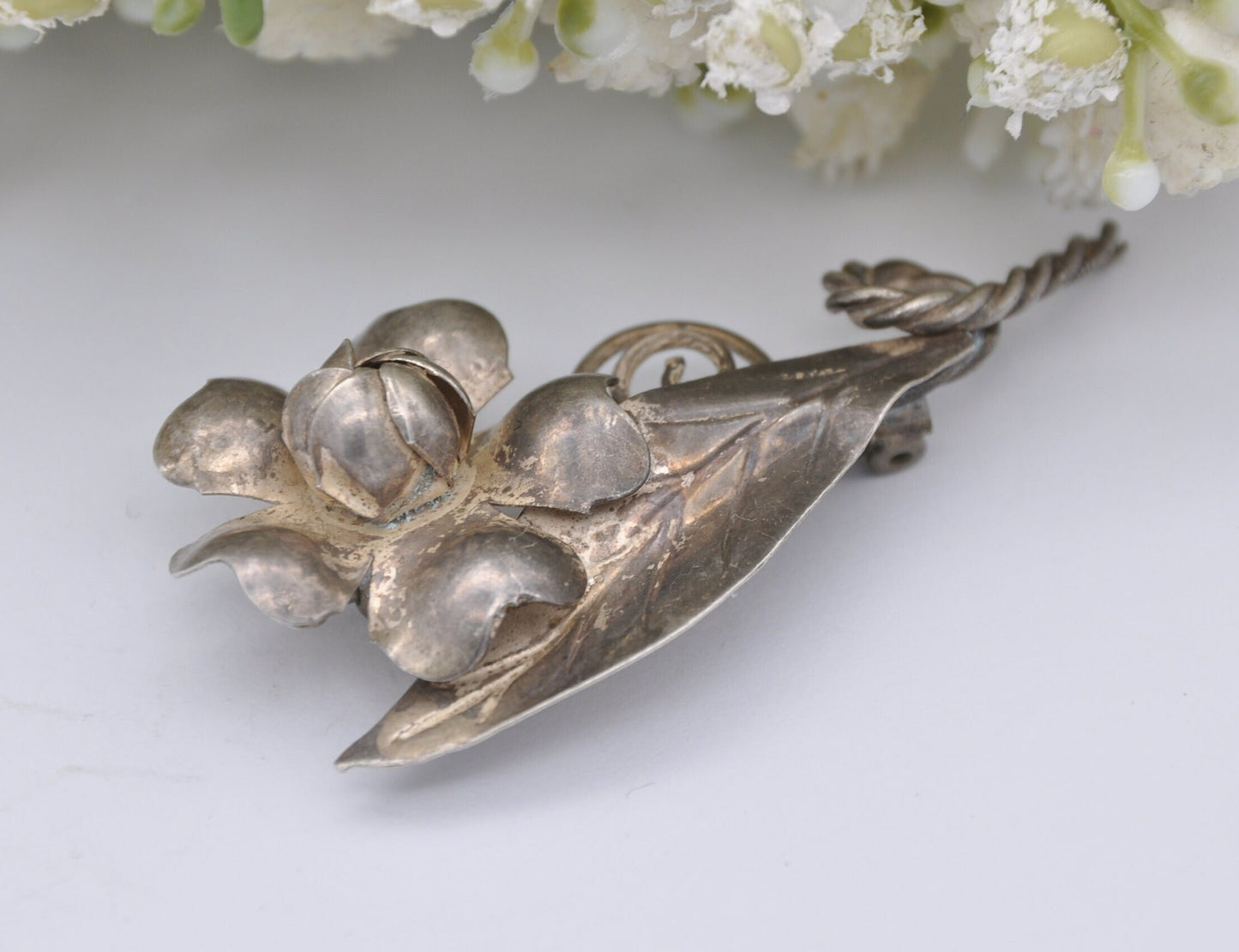 Vintage Sterling Silver Flower Brooch - Handmade Figural Floral Jewellery