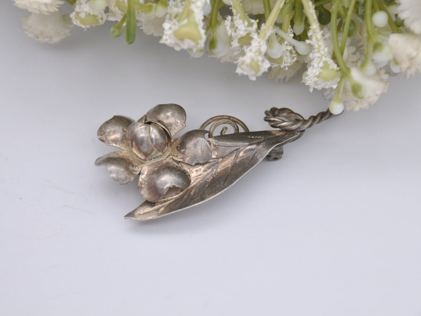 Vintage Sterling Silver Flower Brooch - Handmade Figural Floral Jewellery