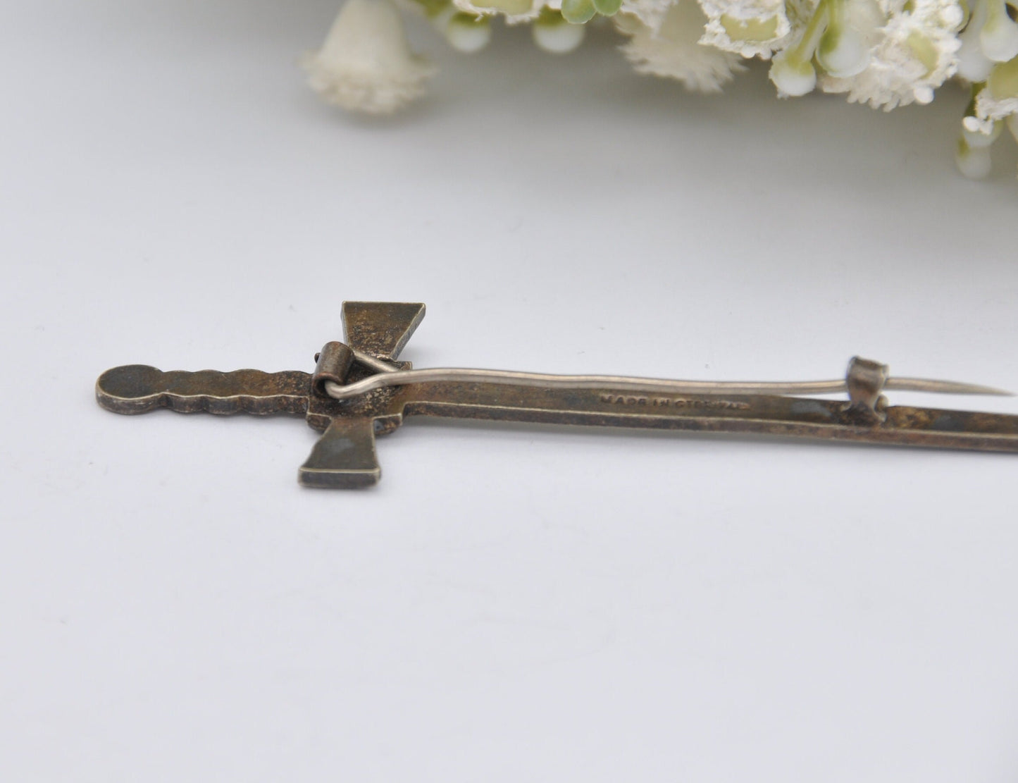 Vintage Scottish Sterling Silver Sword Brooch - Kilt Pin / Made in Great Britain