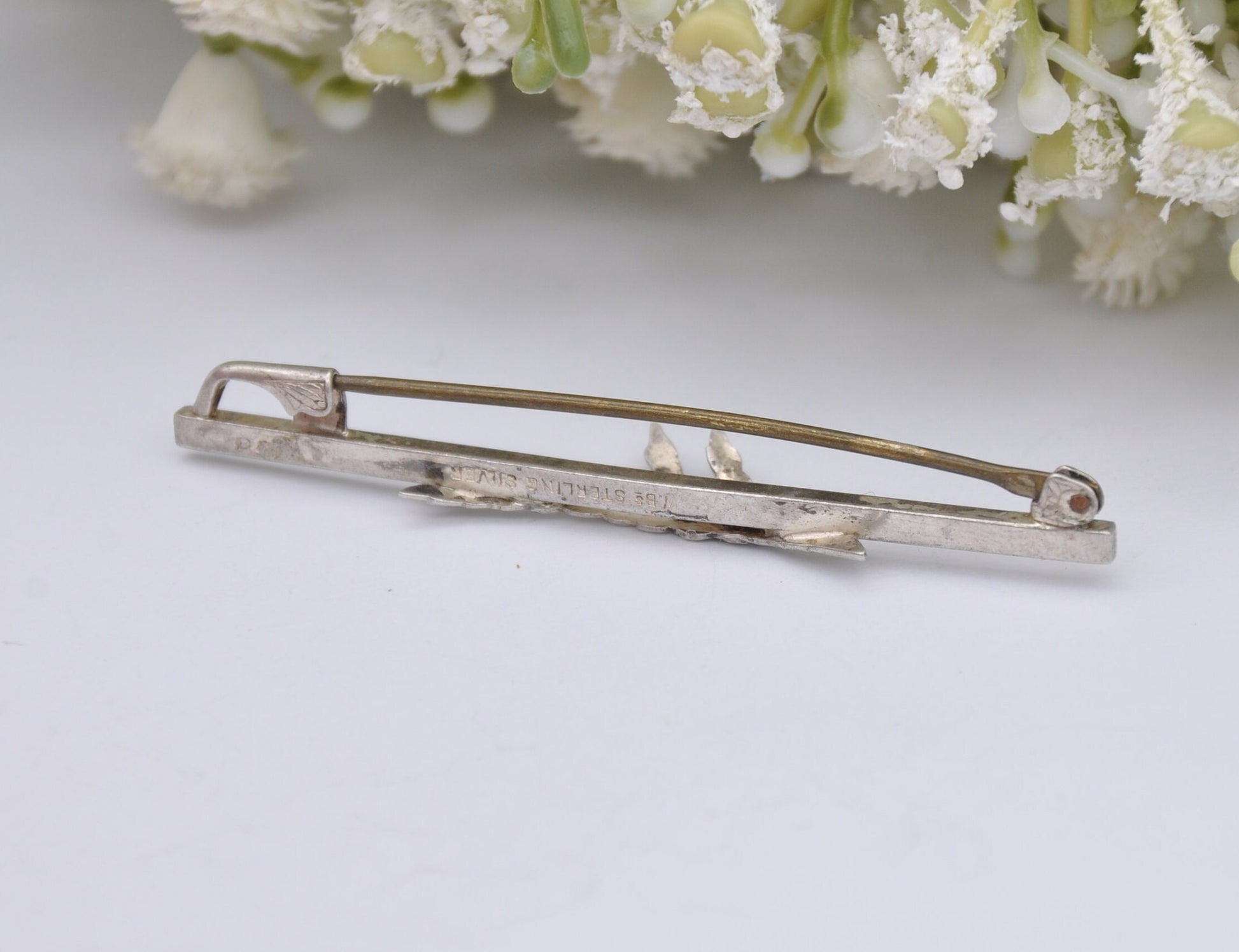 Vintage Ward Brothers Sterling Silver Scottish Bar Brooch - Wheat Sheaf / Grain / Signed