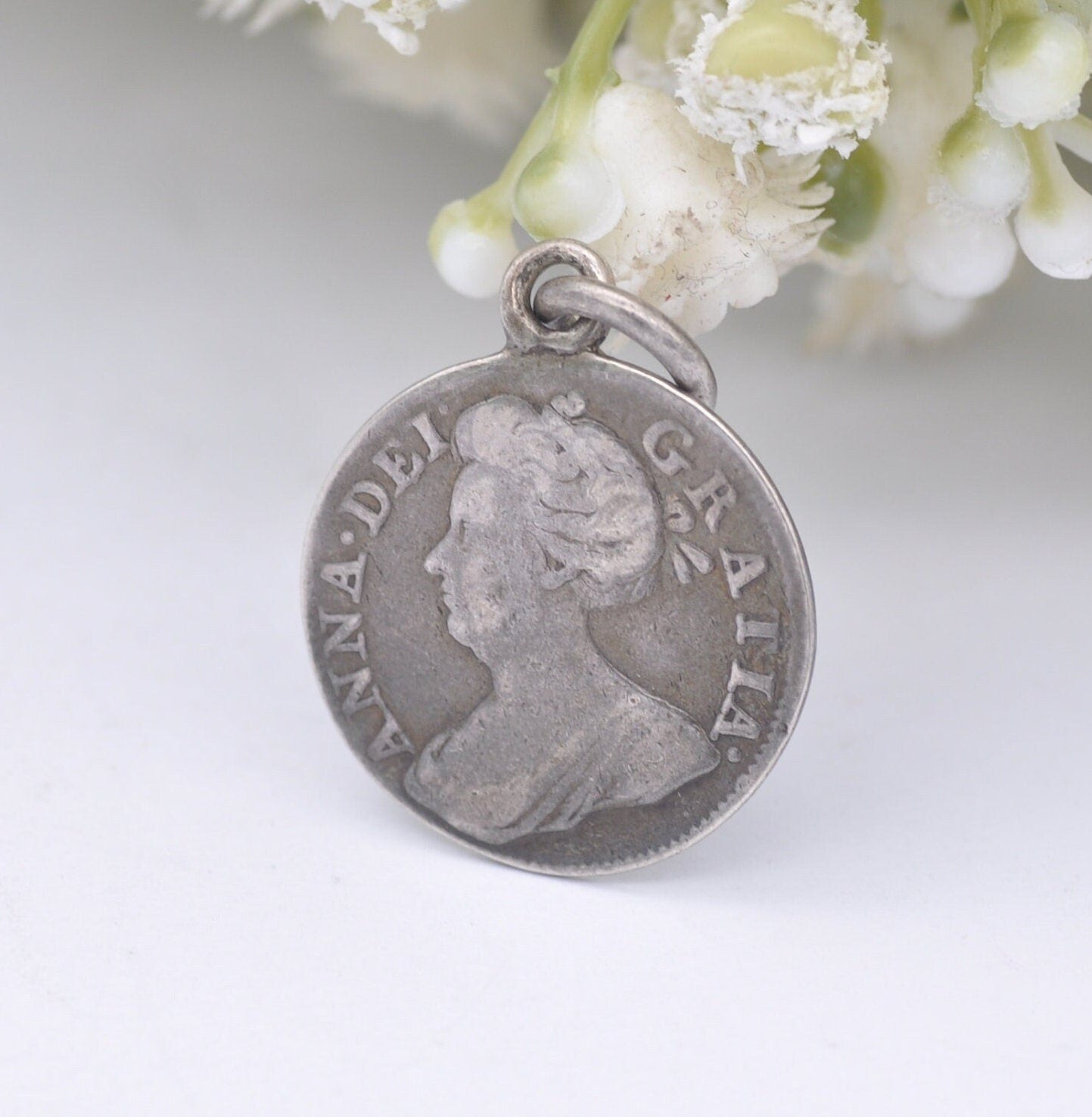 Antique Silver 1710 Anne Fourpence Coin Pendant