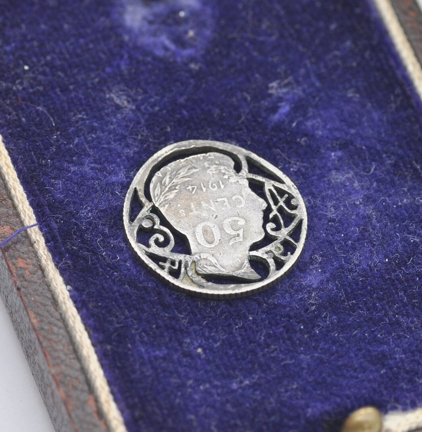 Antique Silver Cut Coin Pendant