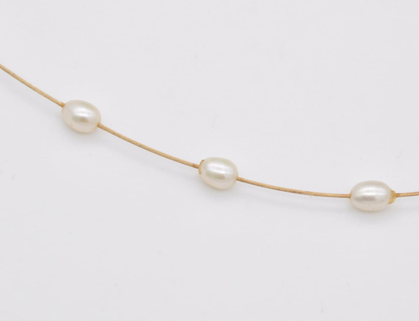 Vintage 18ct Gold and Pearl Necklace - Cultured Pearl | Oval Beads | Princess Length 19.5"