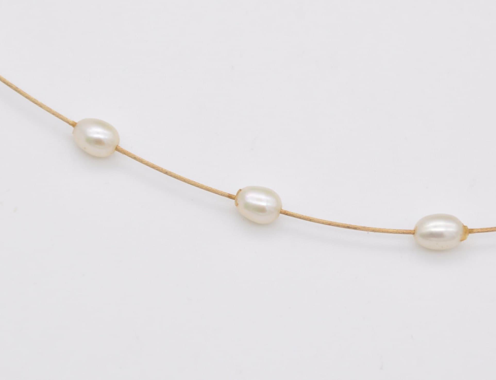 Vintage 18ct Gold and Pearl Necklace - Cultured Pearl | Oval Beads | Princess Length 19.5"