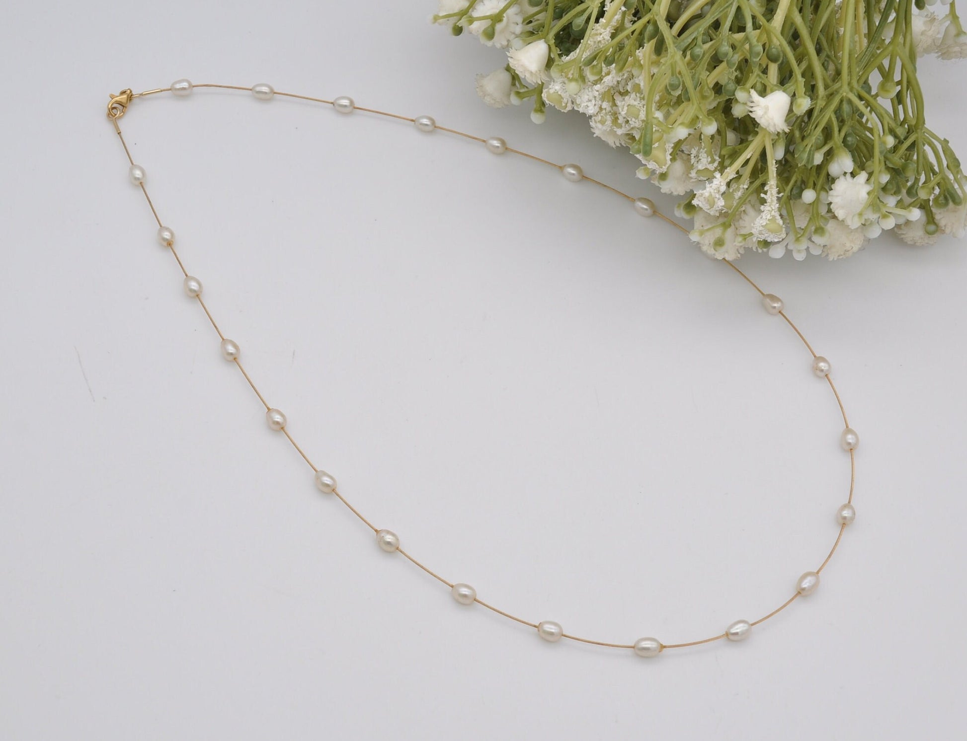 Vintage 18ct Gold and Pearl Necklace - Cultured Pearl | Oval Beads | Princess Length 19.5"