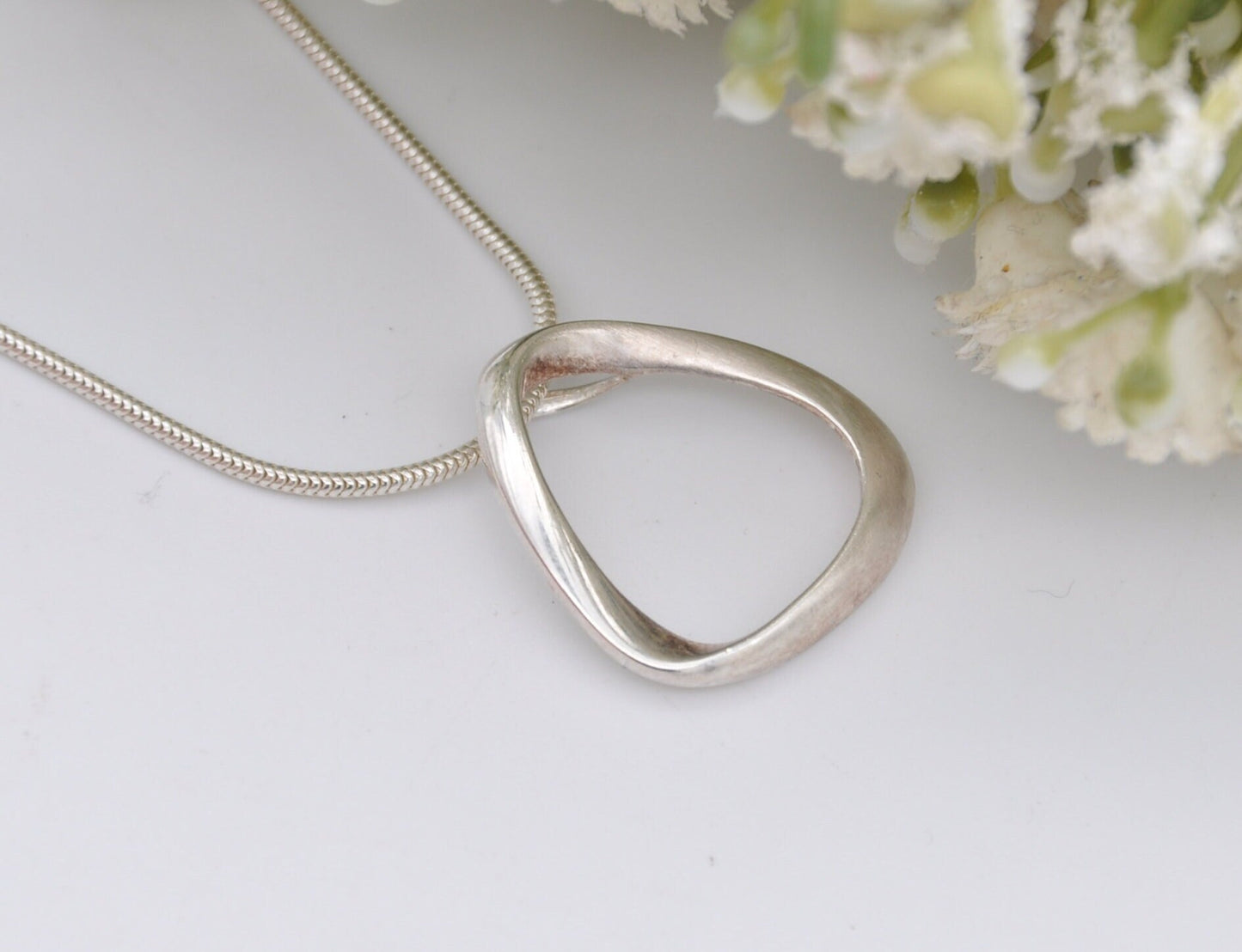 Minimalist Sterling Silver Triangle Pendant Necklace on Snake Chain