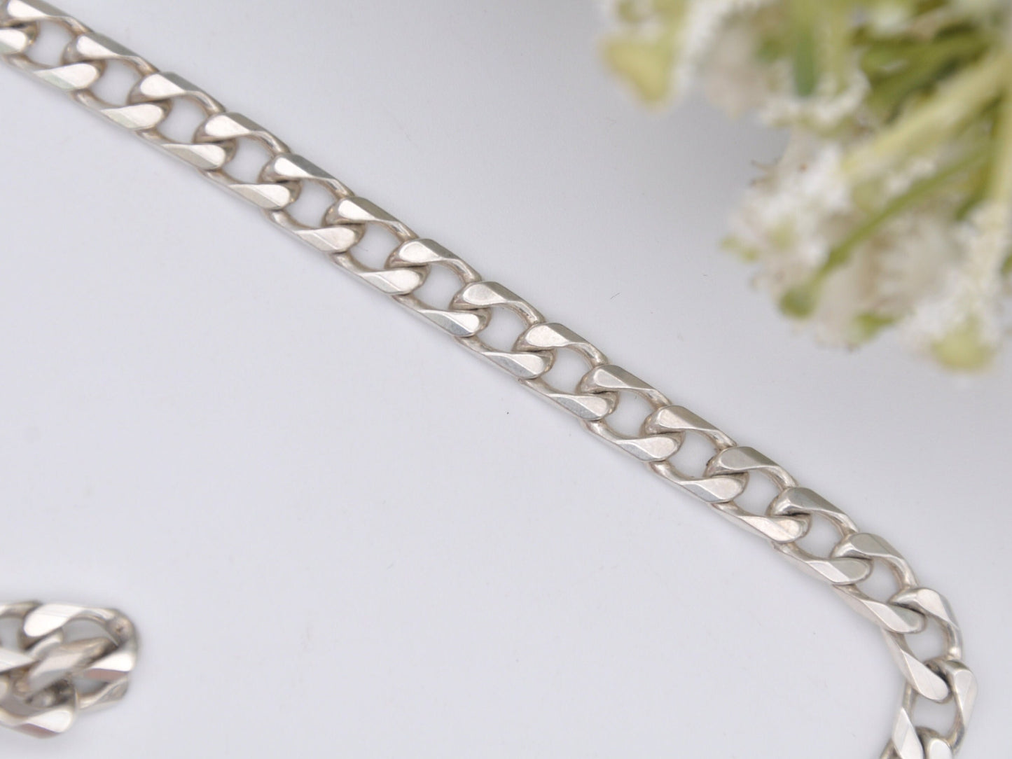 Vintage Sterling Silver Curb Link Chain Necklace - Chunky Y2K Flat Curb