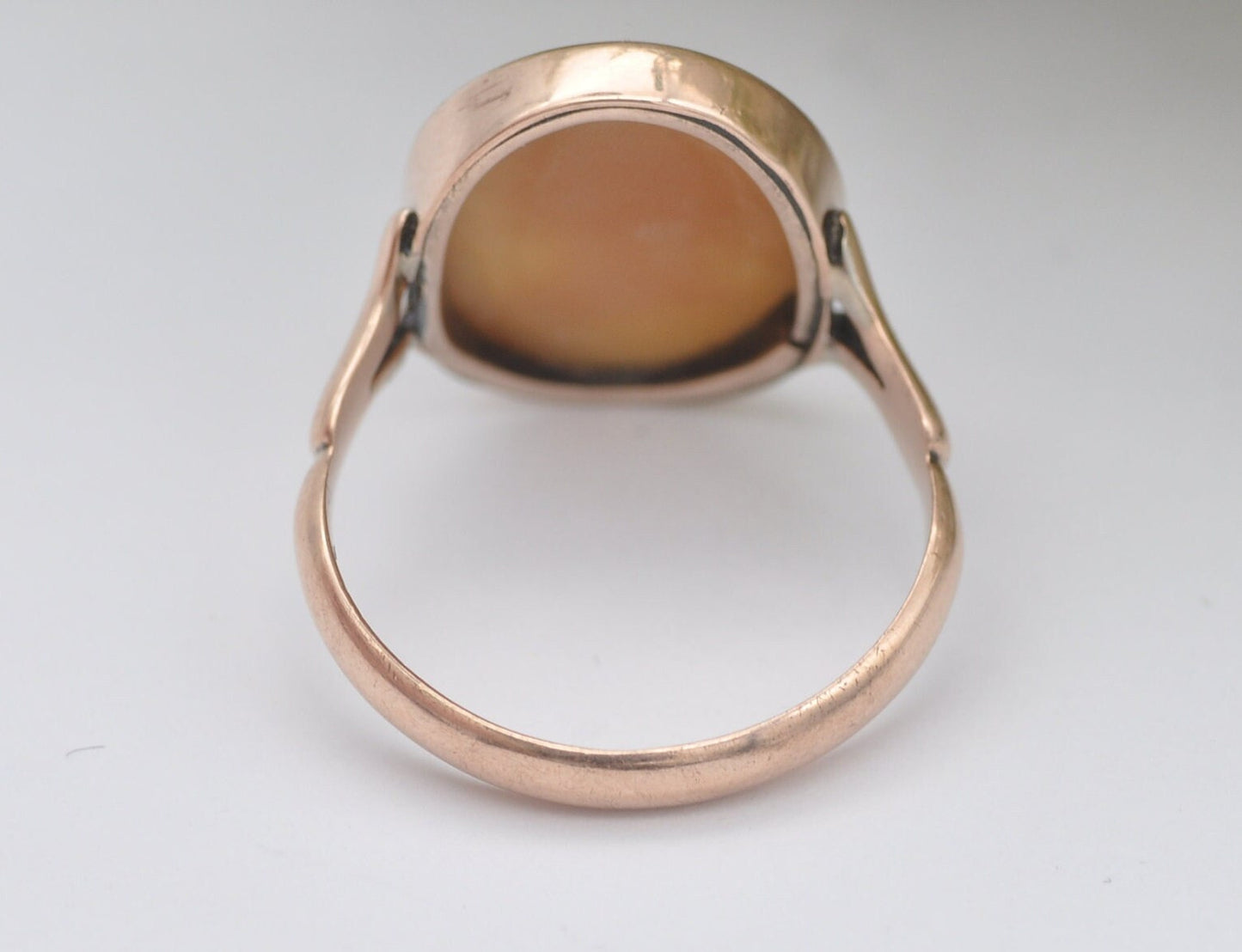 Antique 12ct Gold Cameo Ring - Shell Portrait Face | UK Size - P 1/2 | US Size - 8