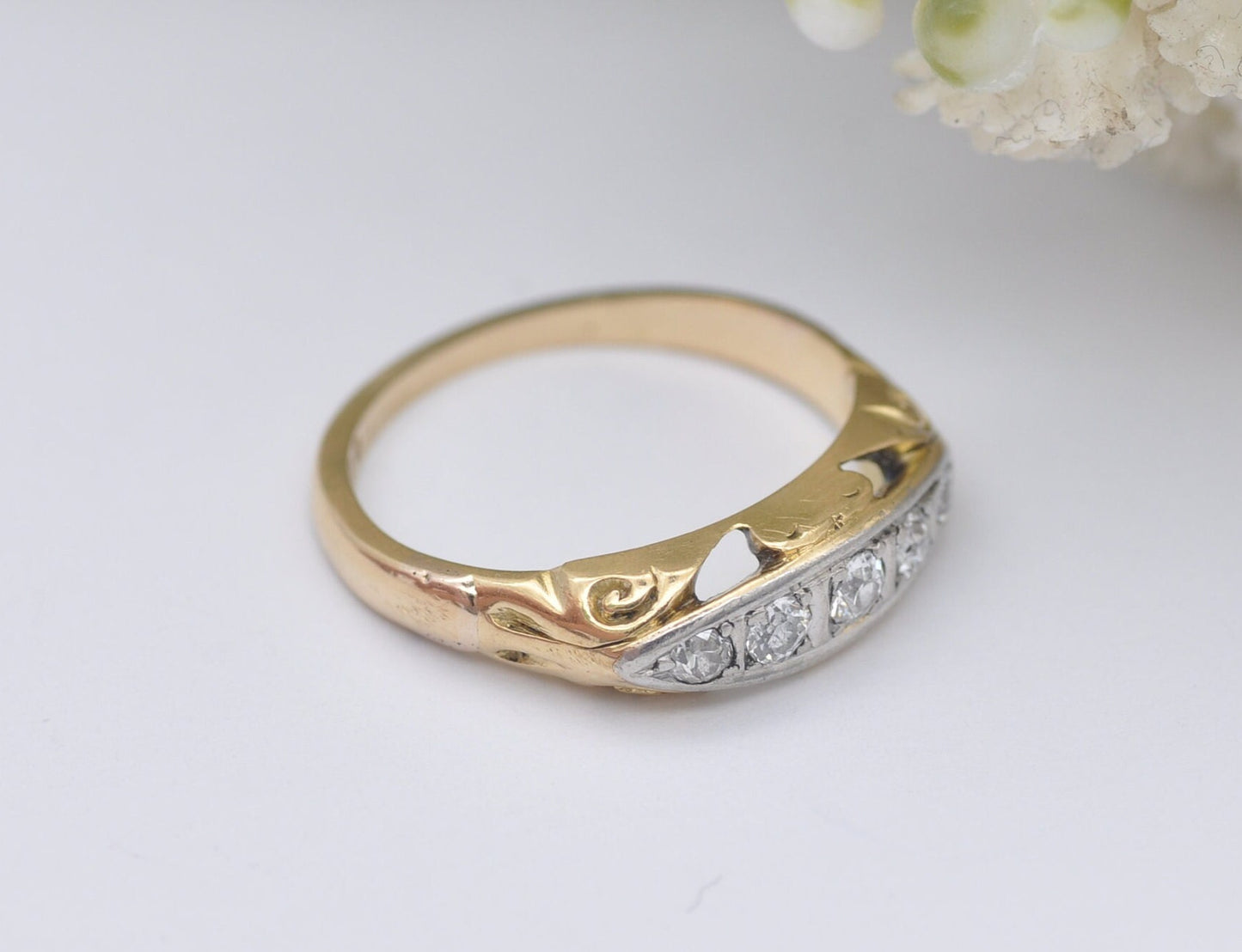 Antique 18ct Gold Diamond Boat Ring