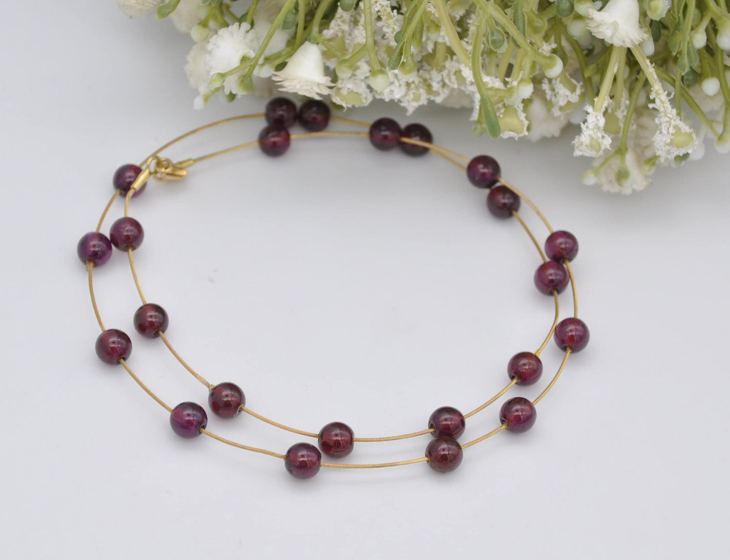 18ct Gold Garnet Necklace