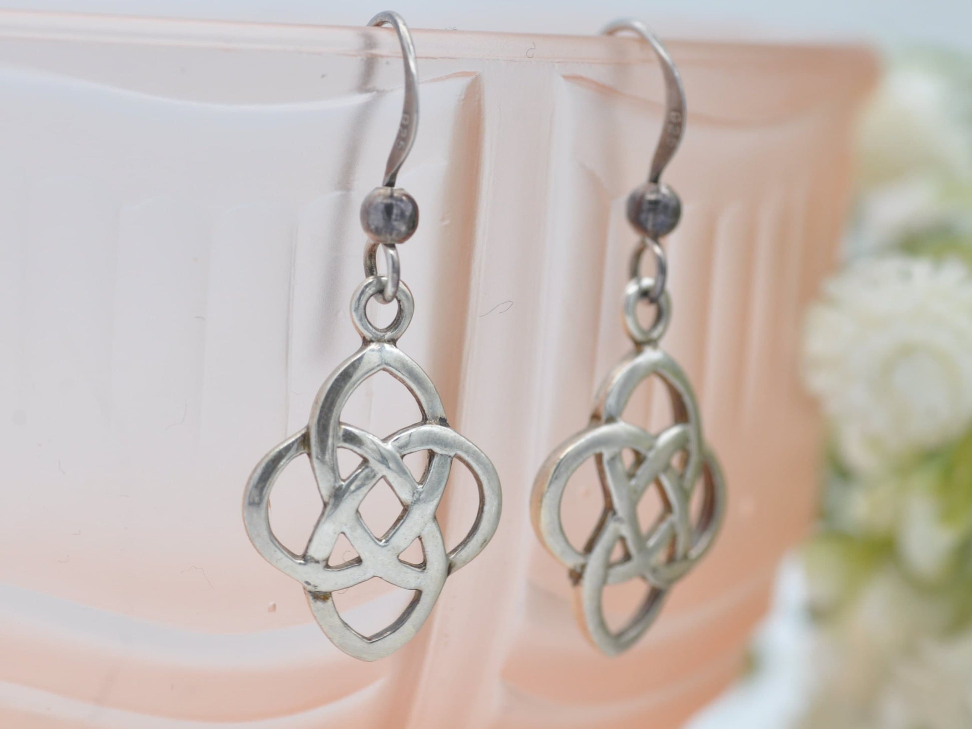 Vintage Kit Heath Sterling Silver Celtic Cross Drop Earrings