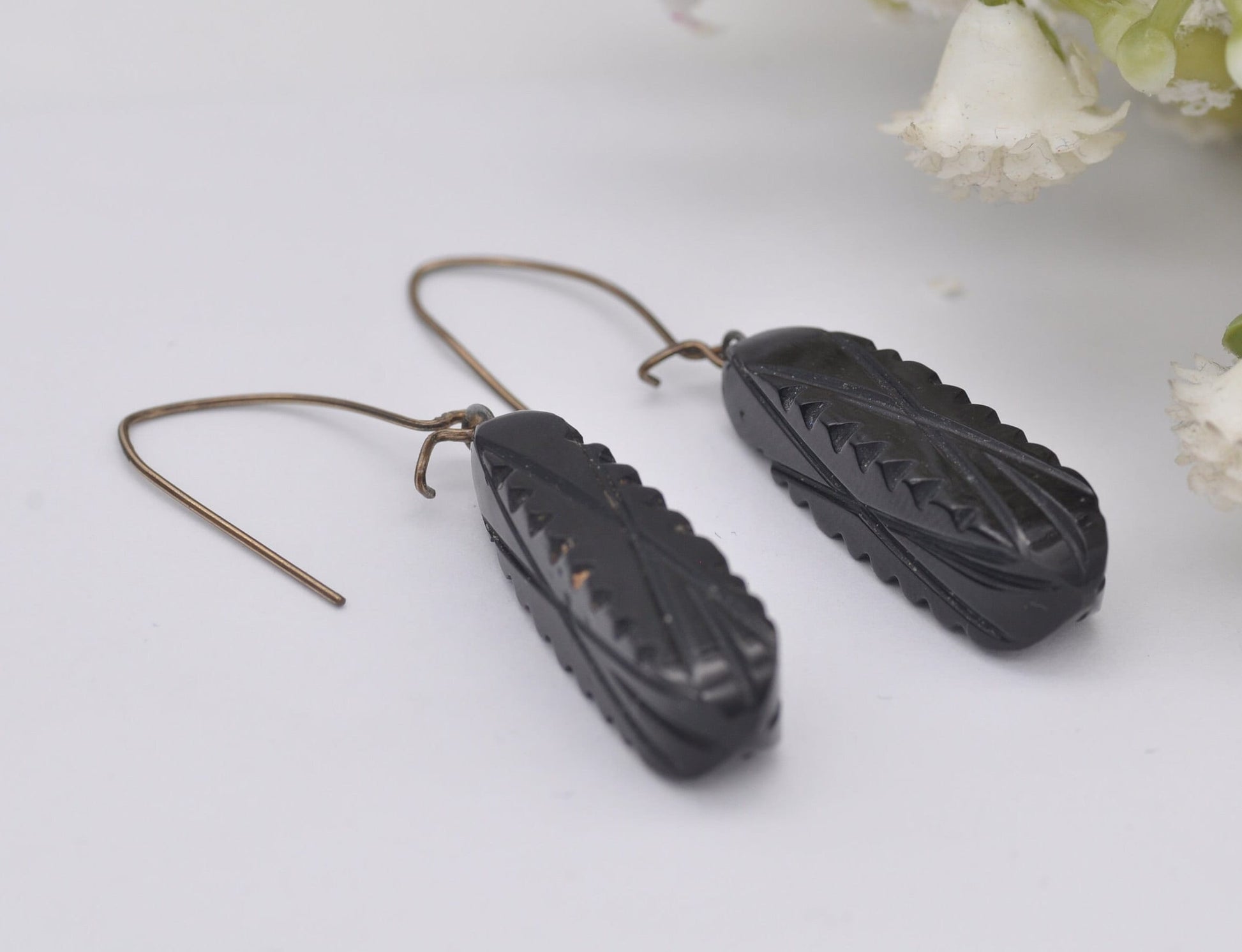 Antique Victorian Jet Drop Earrings