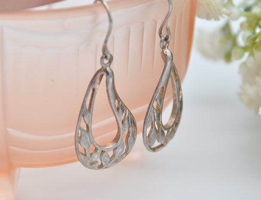 Sterling Silver Floral Wreath Drop Earrings