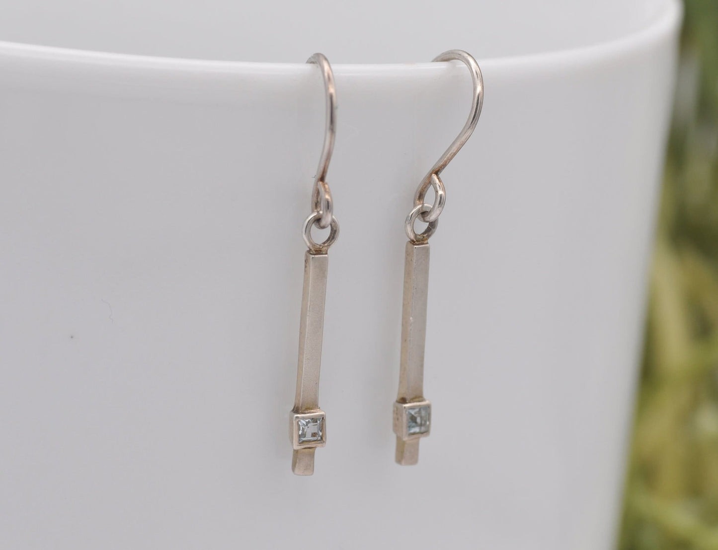 Vintage Sterling Silver Aquamarine Drop Earrings