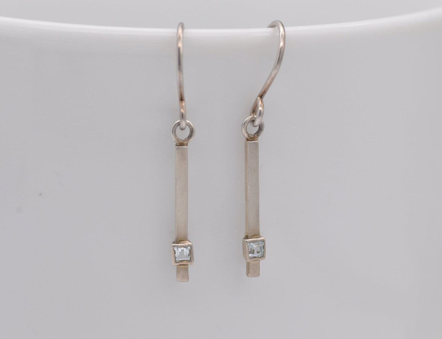 Vintage Sterling Silver Aquamarine Drop Earrings