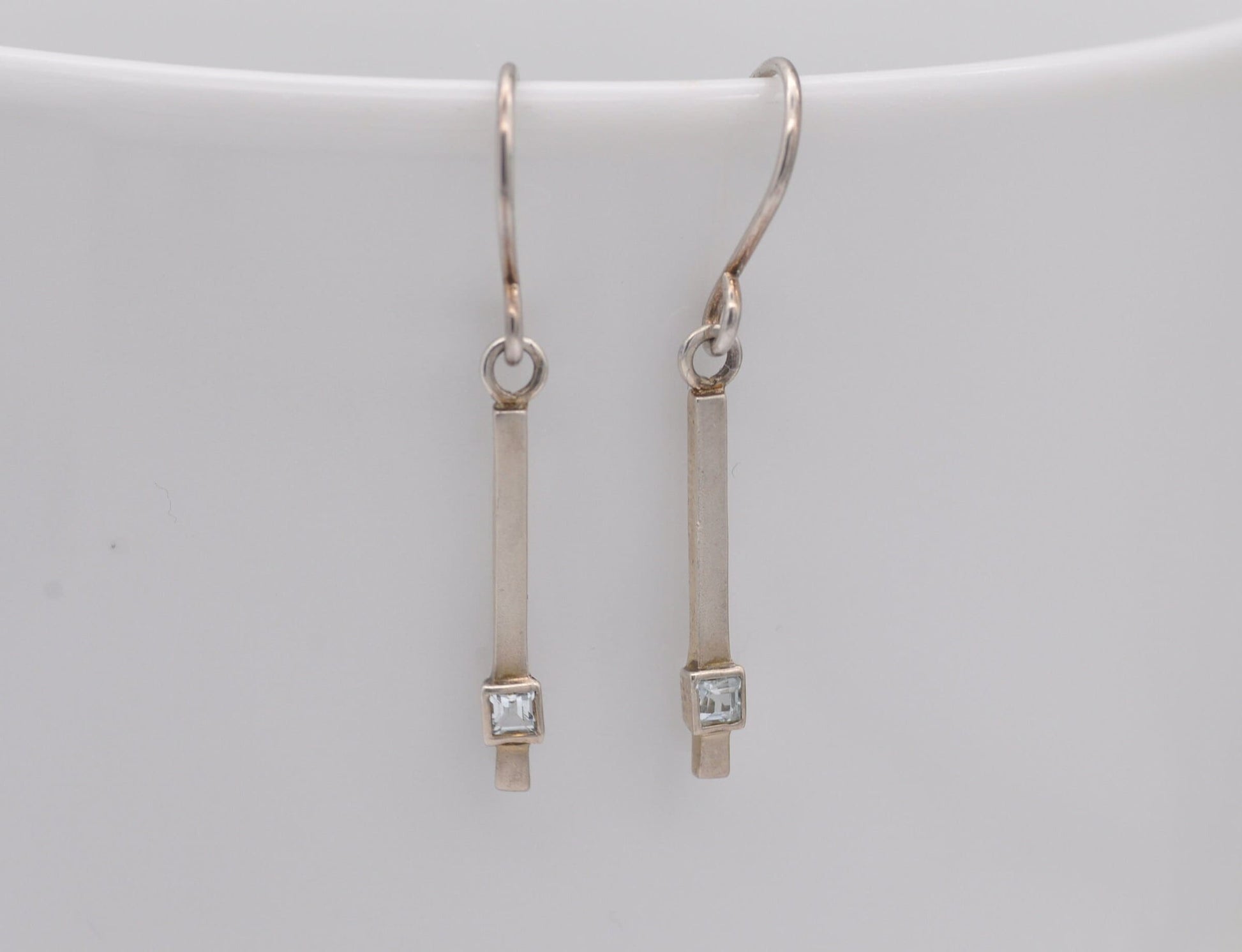 Vintage Sterling Silver Aquamarine Drop Earrings