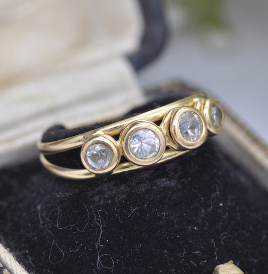 Vintage 18ct Gold Four Stone Split Band Ring