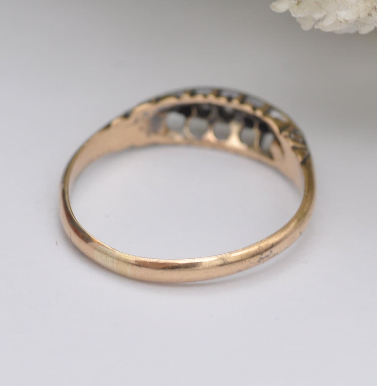 Antique 18ct Gold Diamond Boat Ring