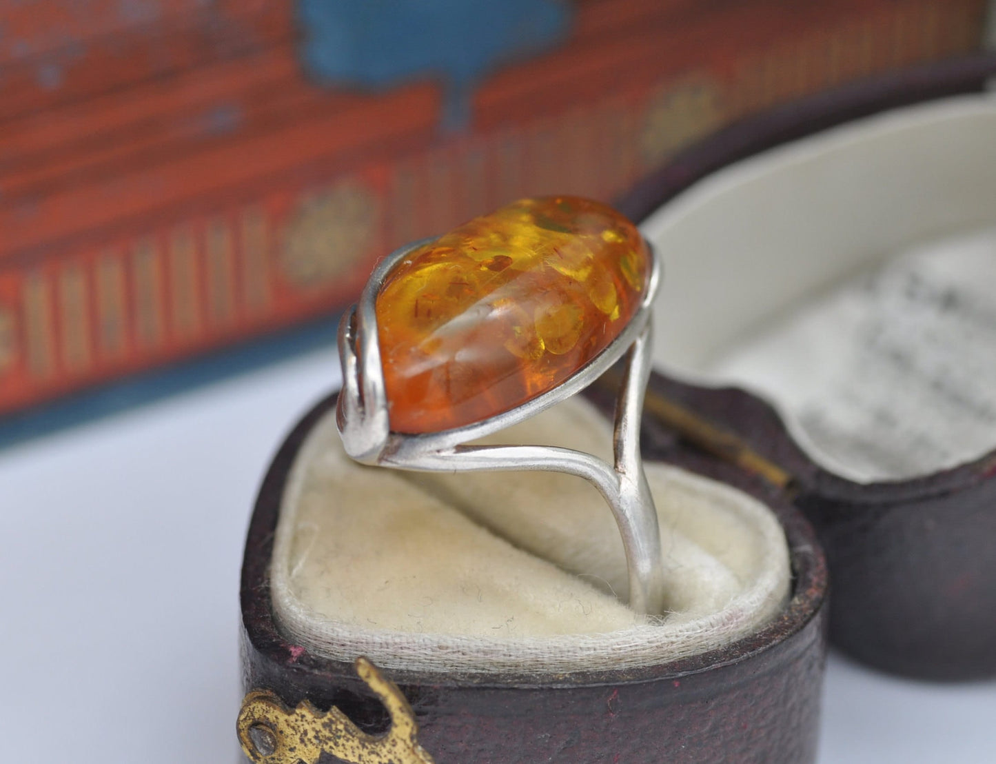 Sterling Silver and Amber Statement Ring