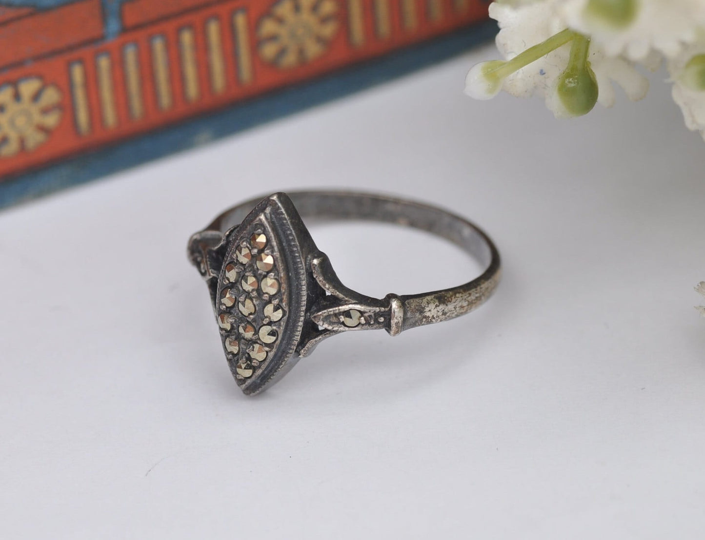 Vintage Sterling Silver Marcasite Ring