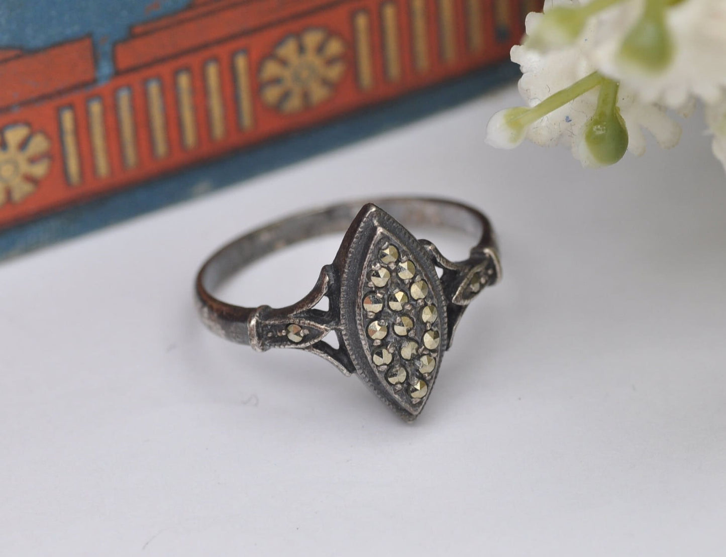 Vintage Sterling Silver Marcasite Ring