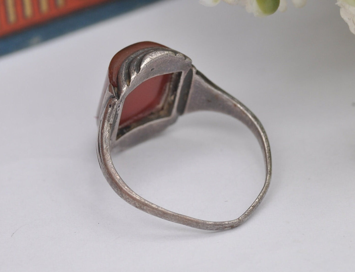 Antique Art Deco Silver Carnelian Ring