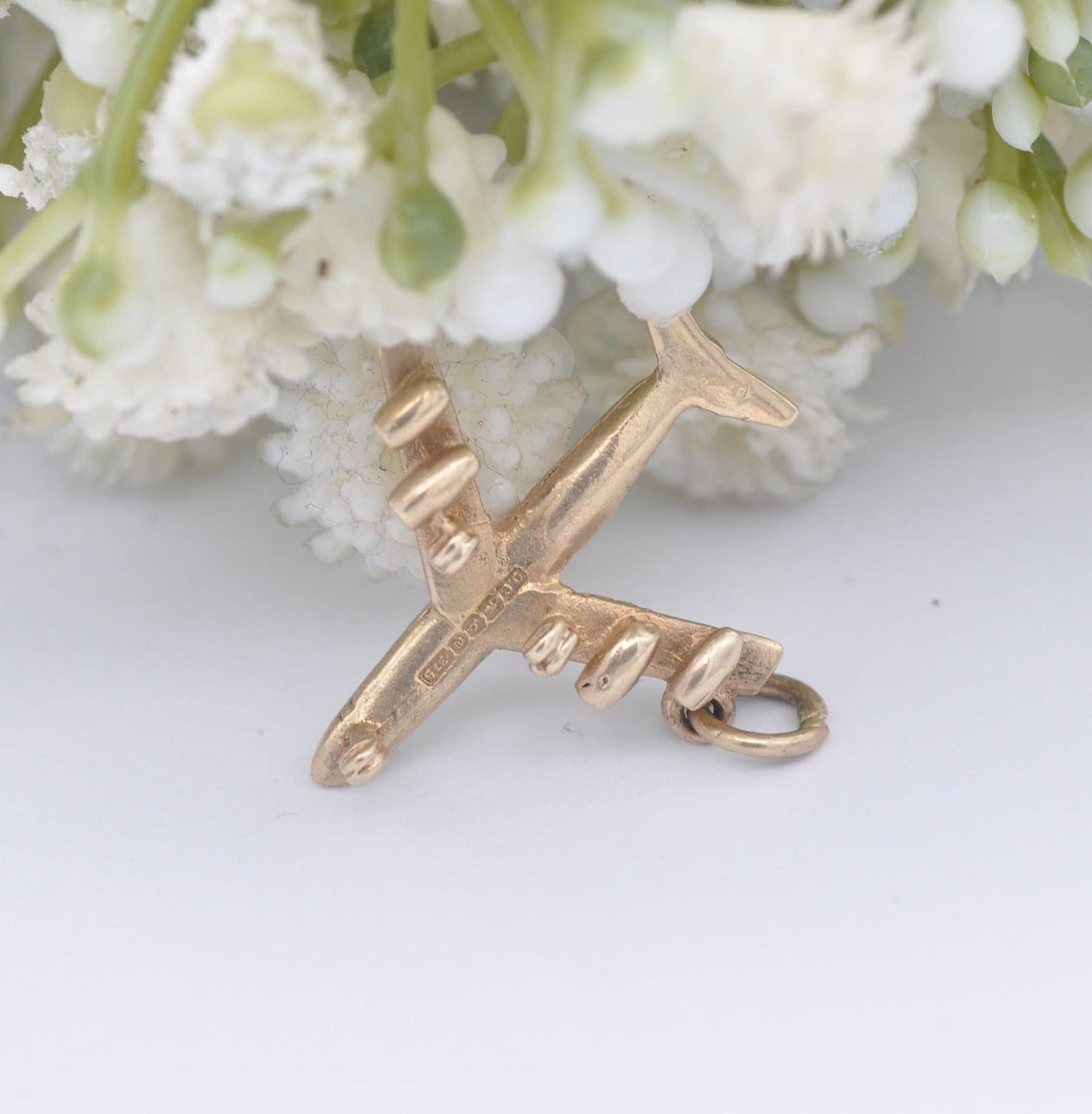 Vintage 9ct Gold Plane Charm Pendant