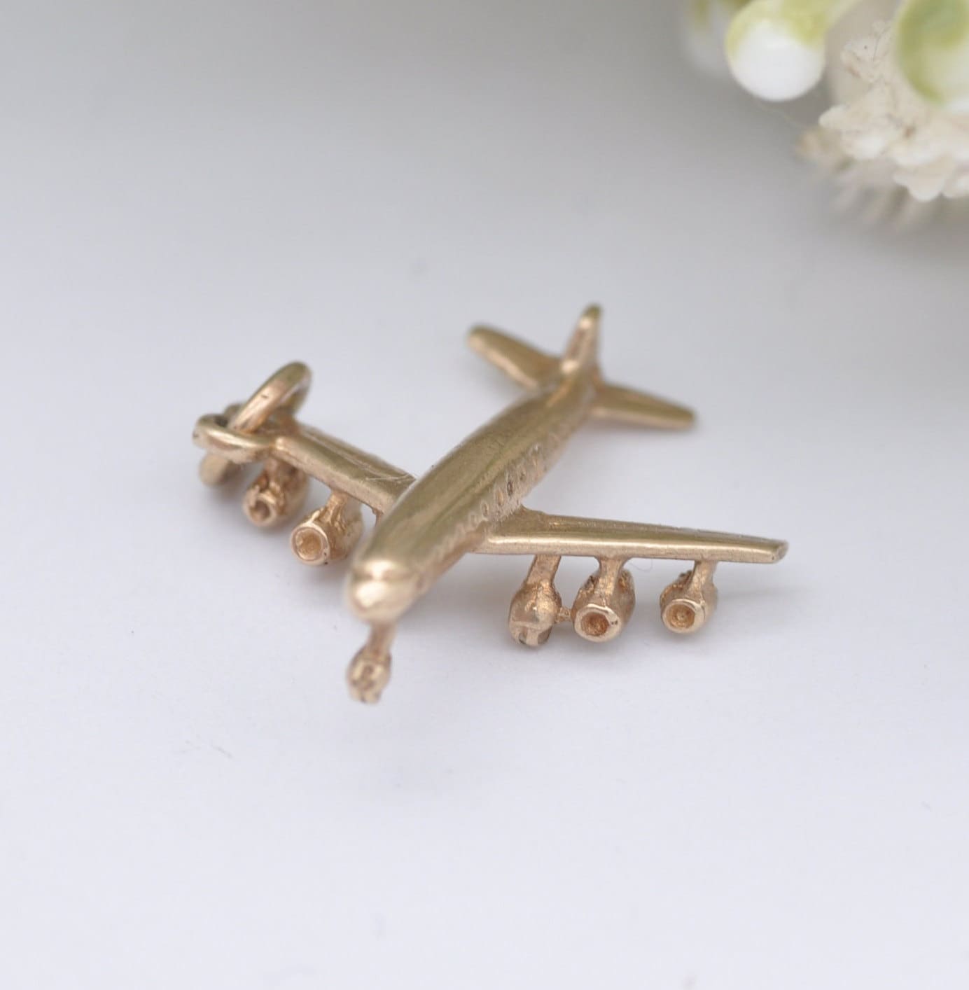 Vintage 9ct Gold Plane Charm Pendant