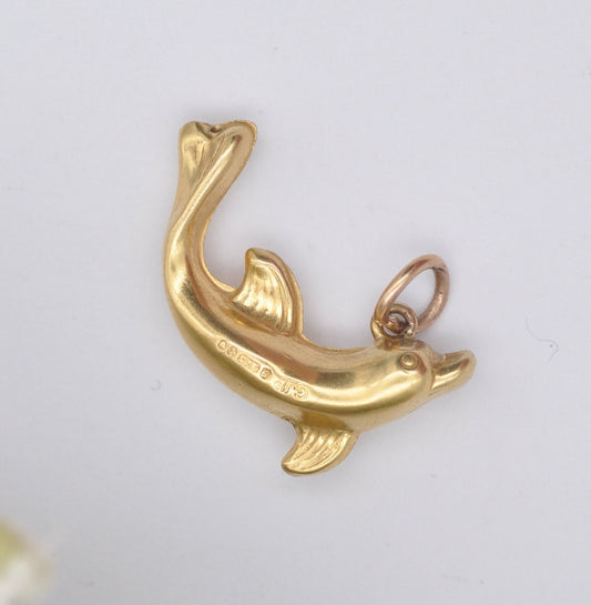 Vintage 9ct Gold Dolphin Charm Pendant by Georg Jensen 1974