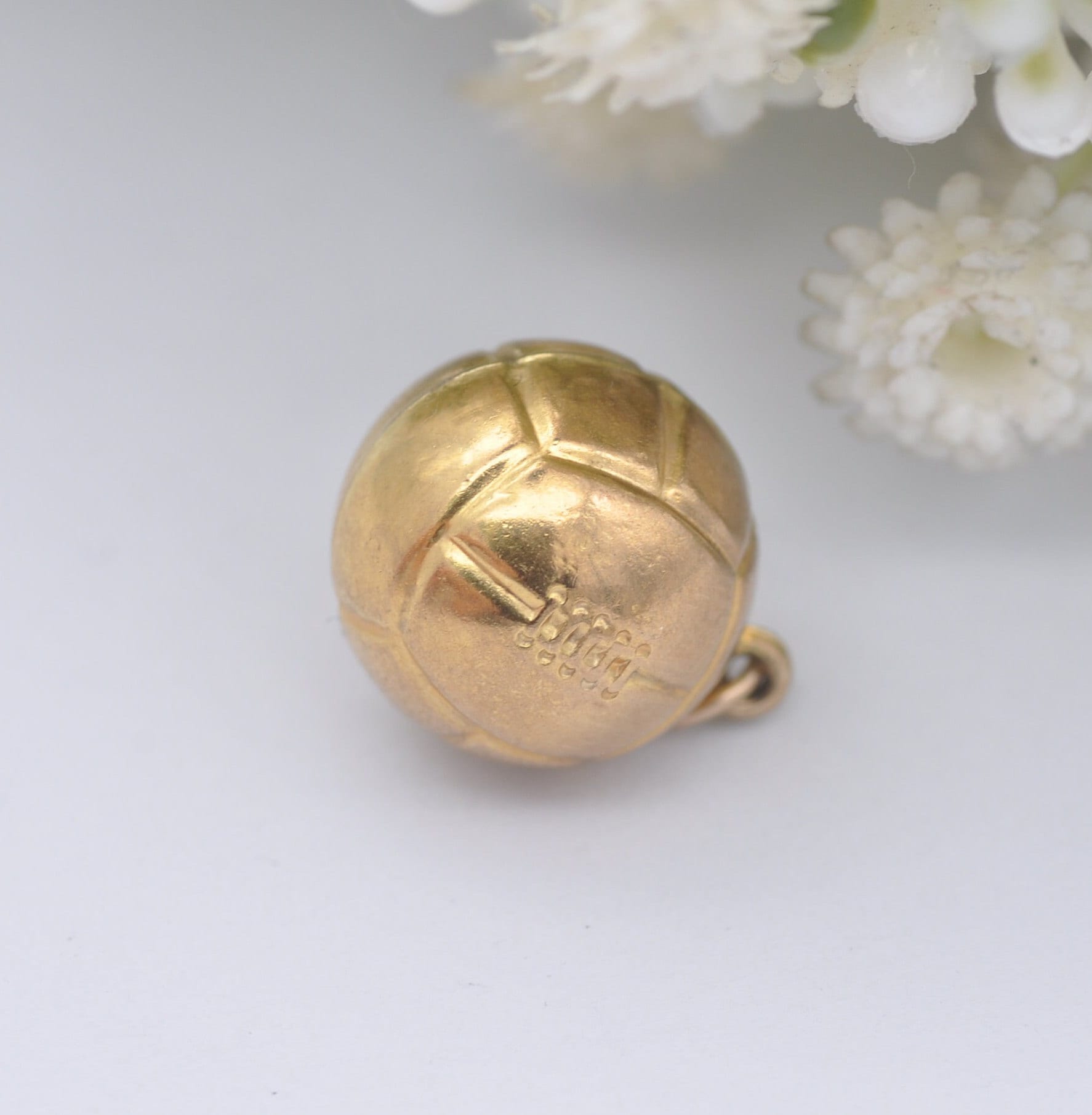 Vintage 9ct Gold Football Charm Pendant 1975