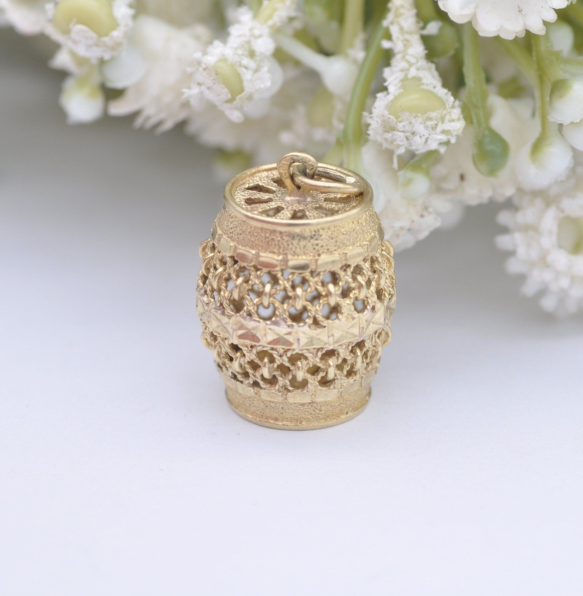 Vintage 9ct Gold Whiskey Barrel Charm Pendant