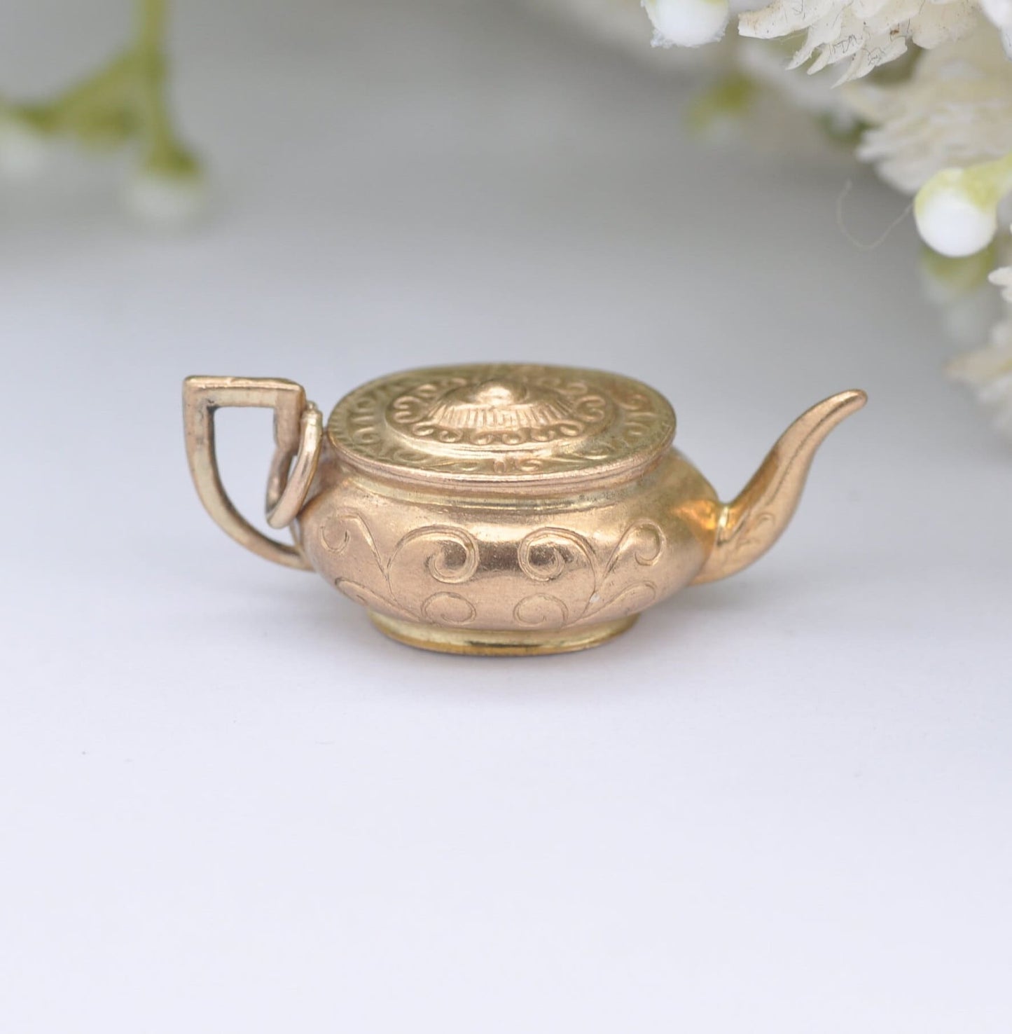 Vintage 9ct Gold Teapot Charm Pendant by Fred Manshaw 1974