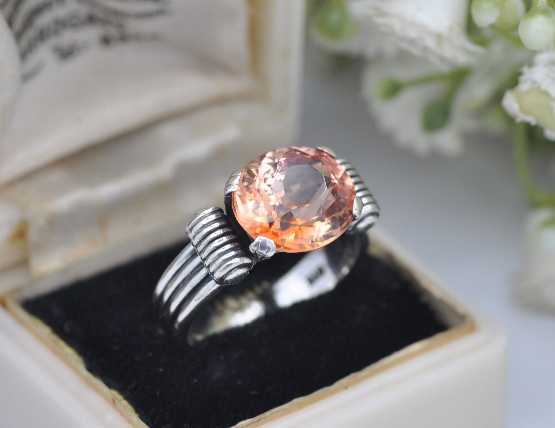 Vintage Sterling Silver Orange Topaz Ring