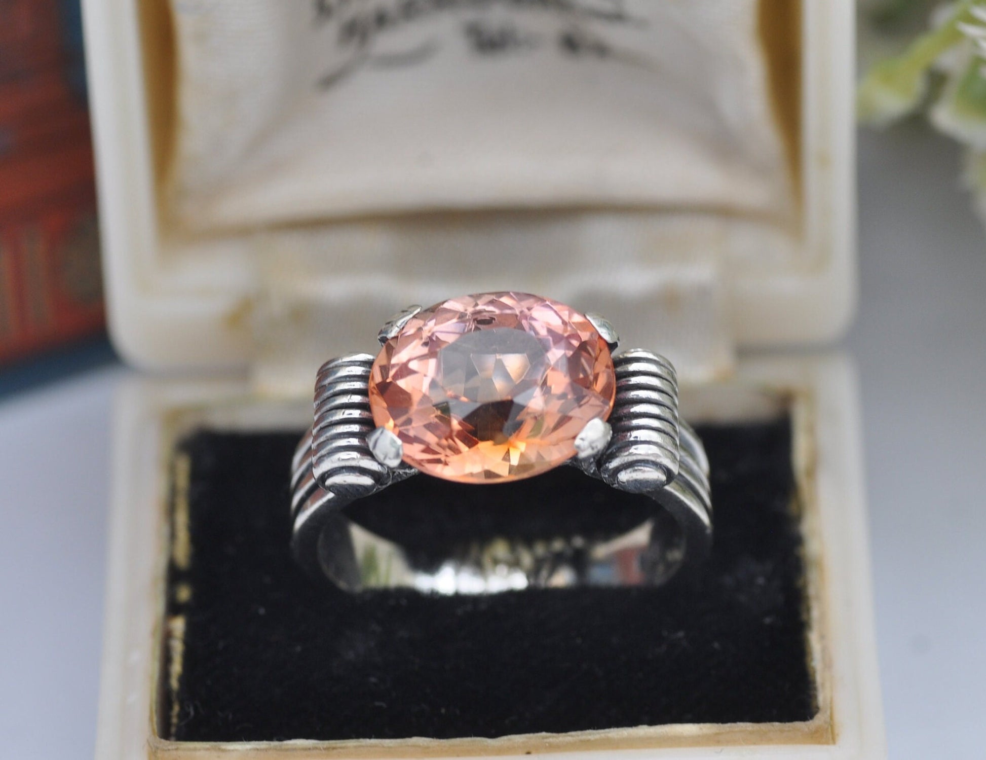 Vintage Sterling Silver Orange Topaz Ring