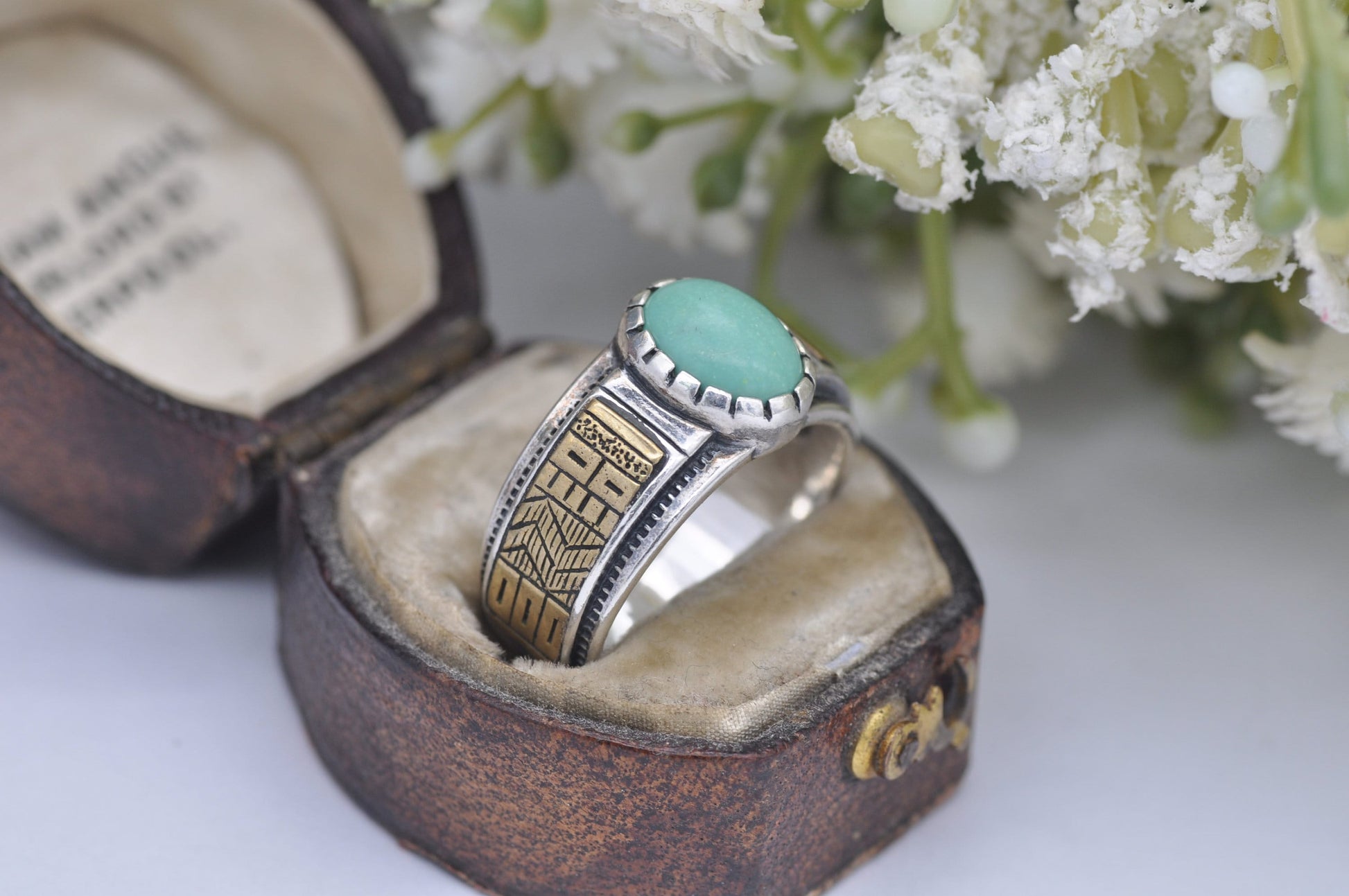 Vintage Carolyn Pollack Sterling Silver Turquoise Ring with Brass