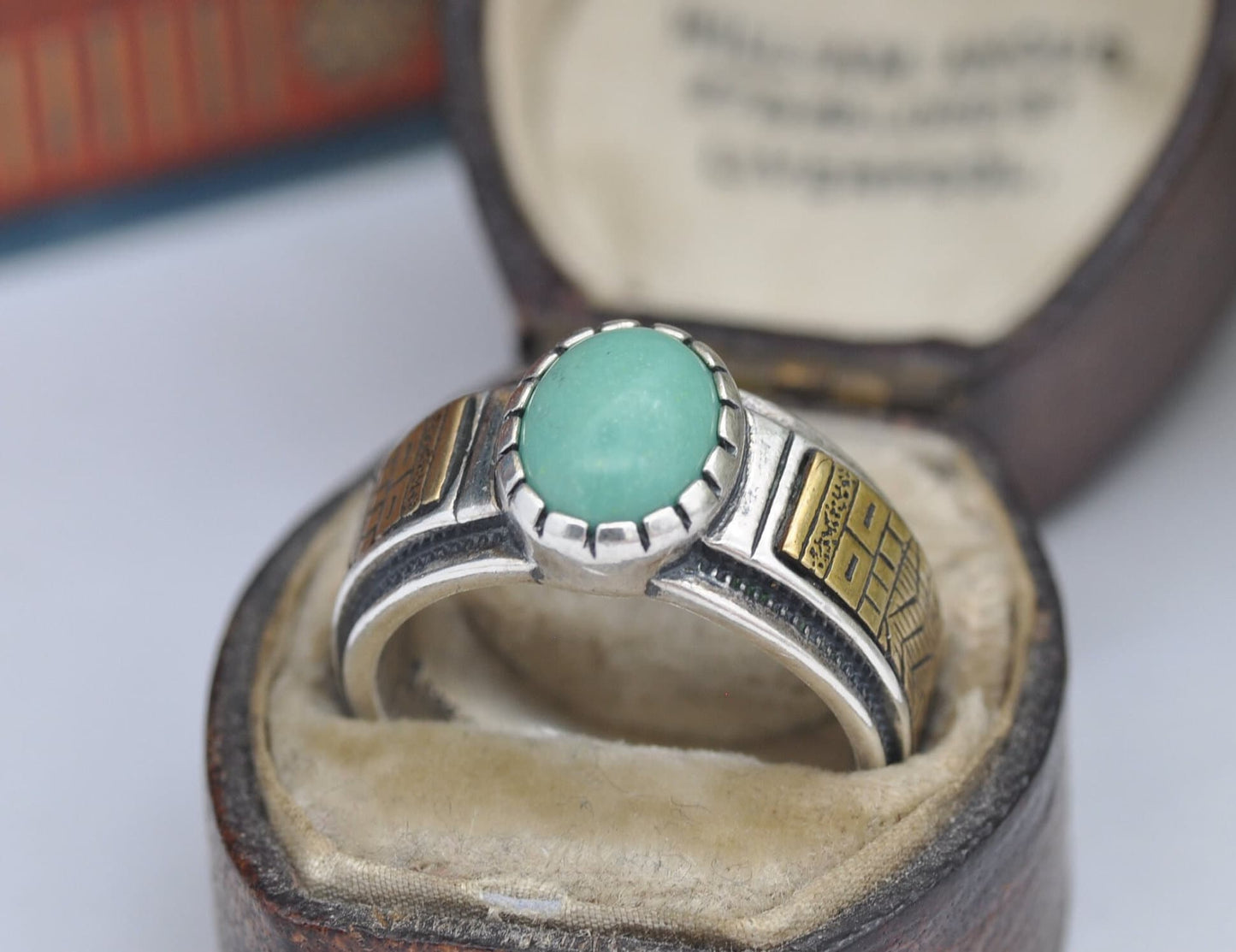 Vintage Carolyn Pollack Sterling Silver Turquoise Ring with Brass