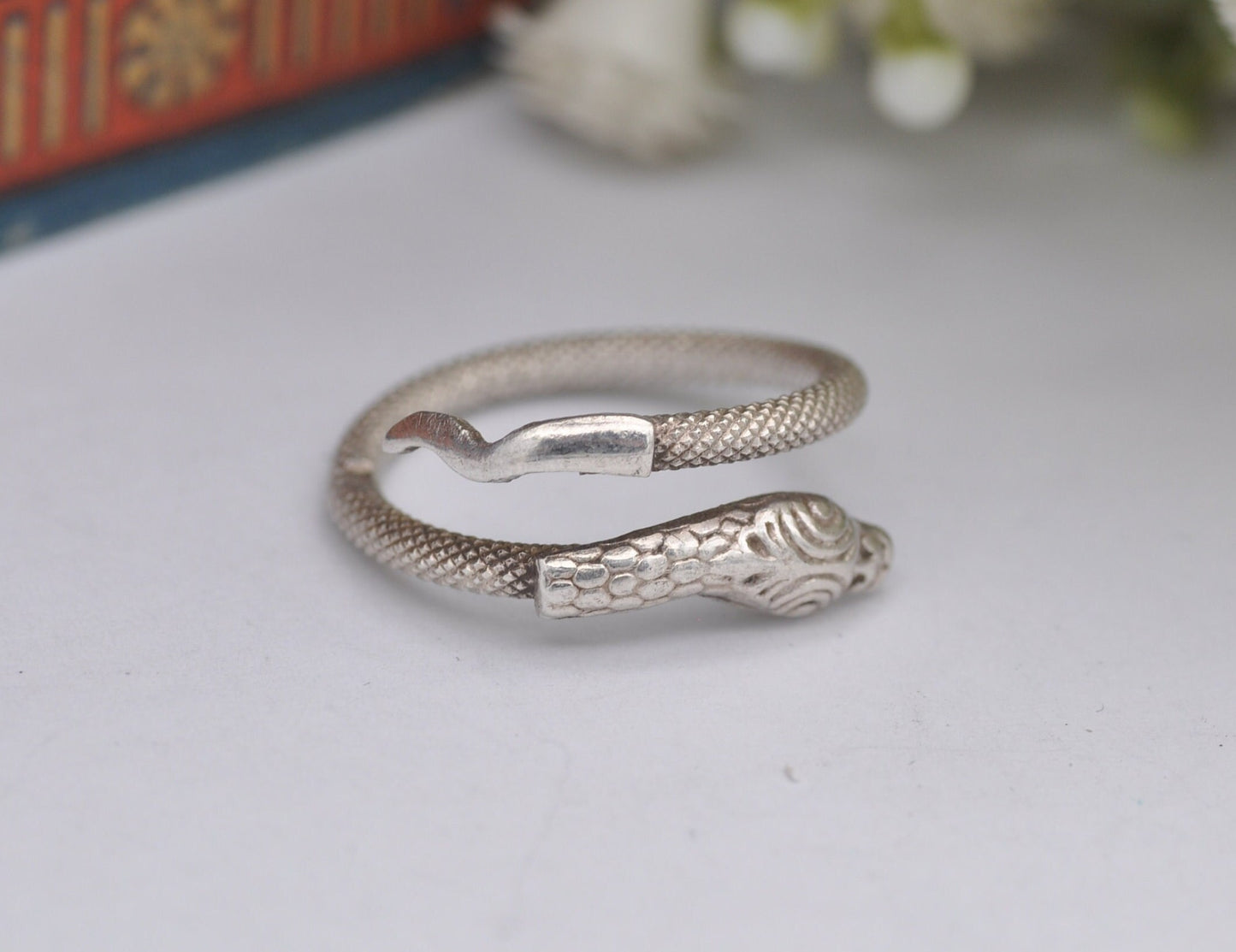 Vintage Egyptian Silver Snake Ring