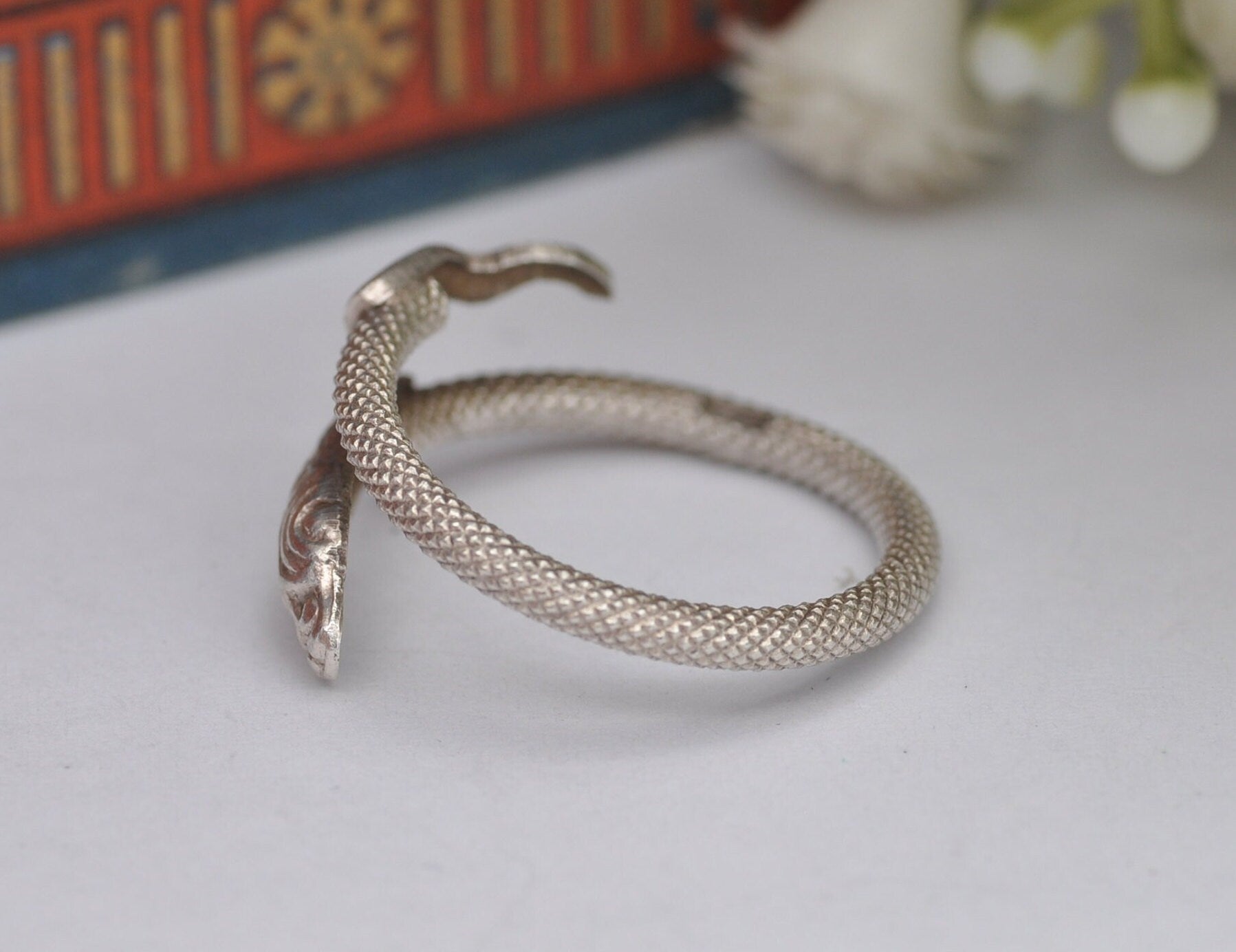 Vintage Egyptian Silver Snake Ring