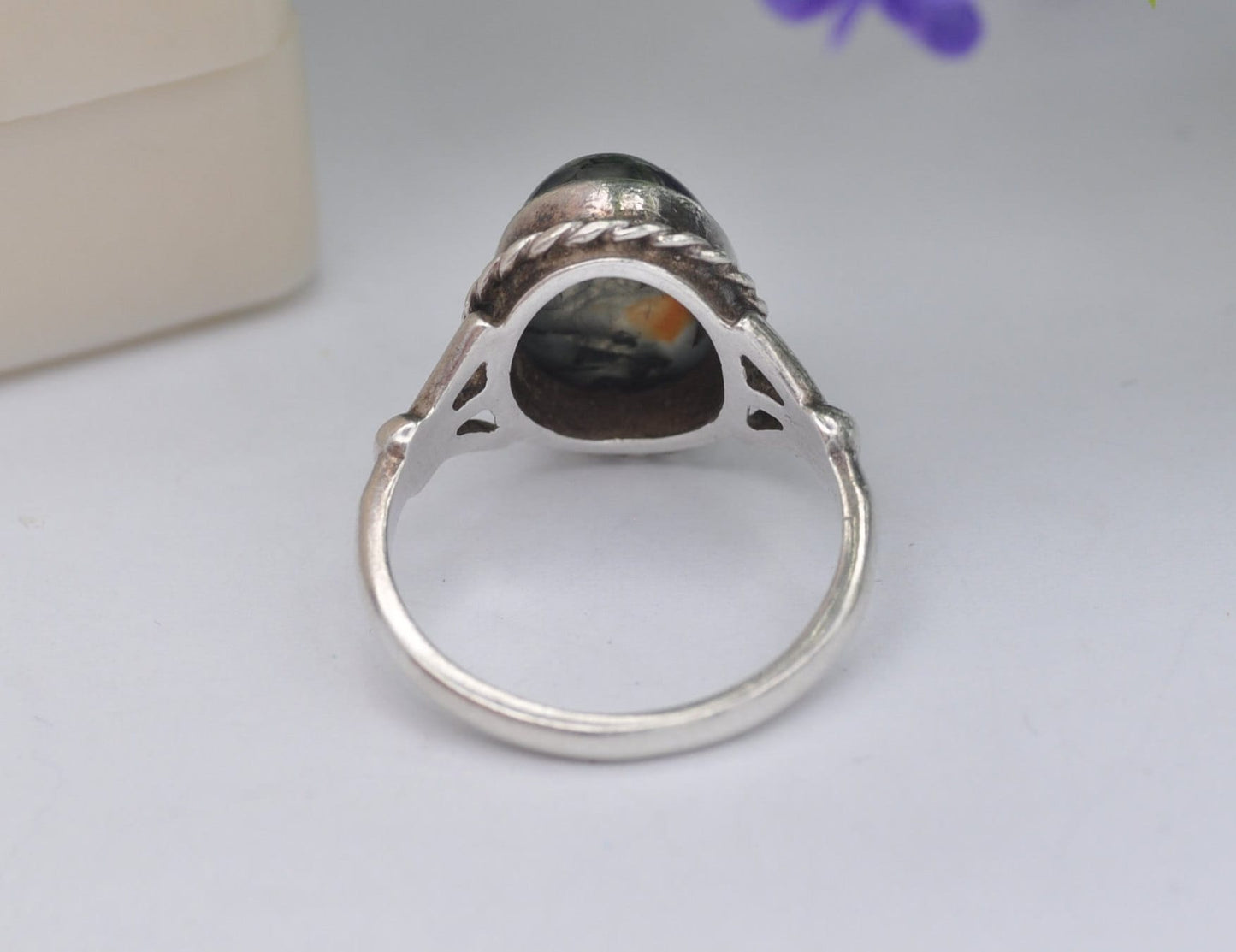 Vintage Sterling Silver Moss Agate Ring