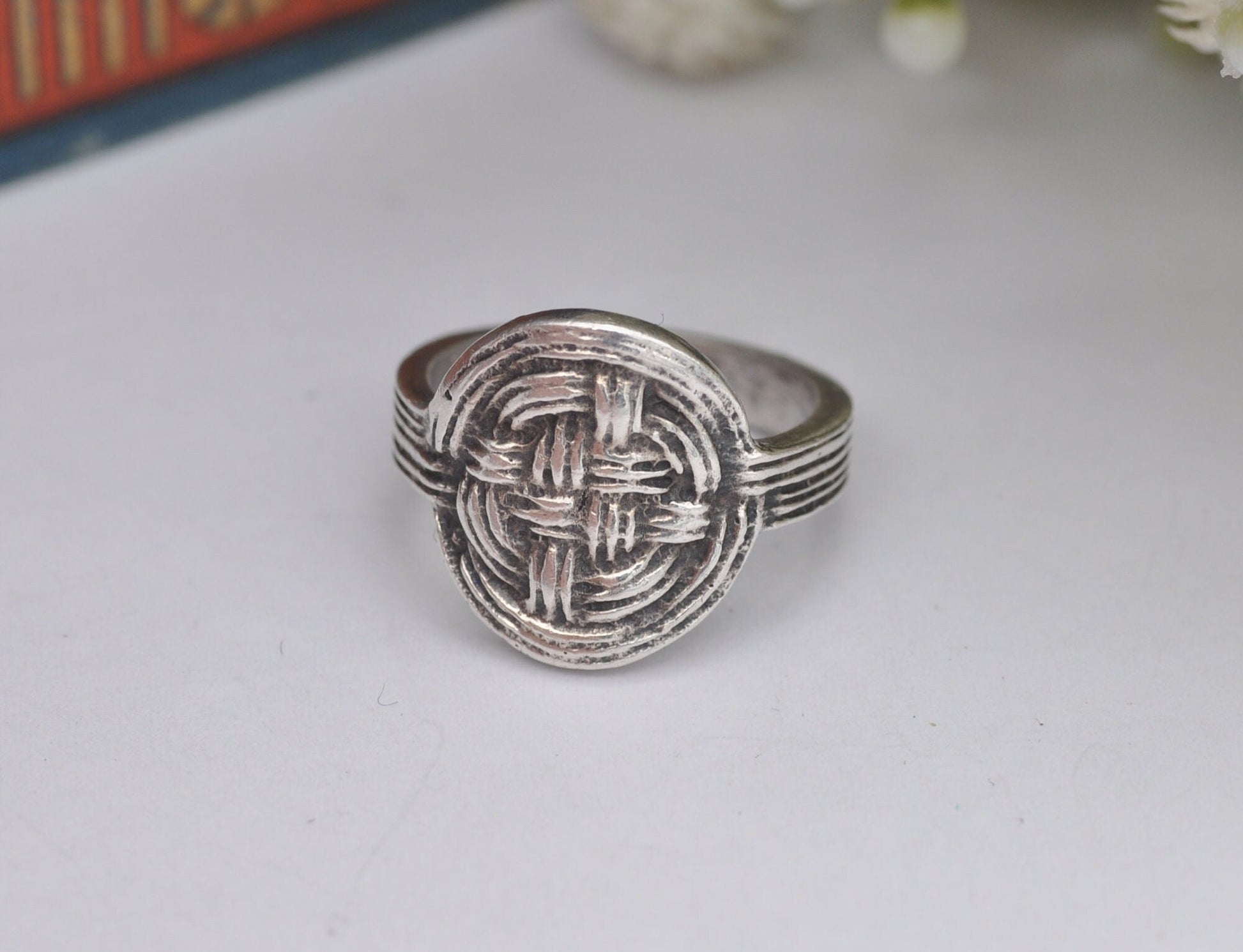 Vintage Celtic Sterling Silver Woven Knot Ring