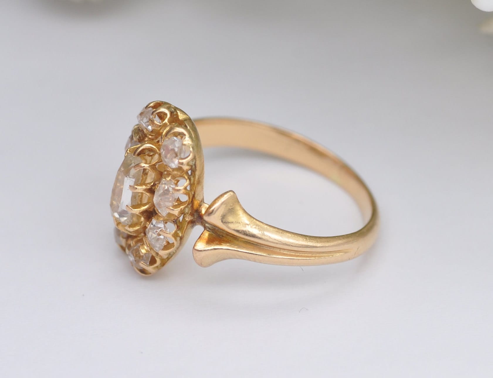 Antique Victorian 15ct Gold Diamond Cluster Ring