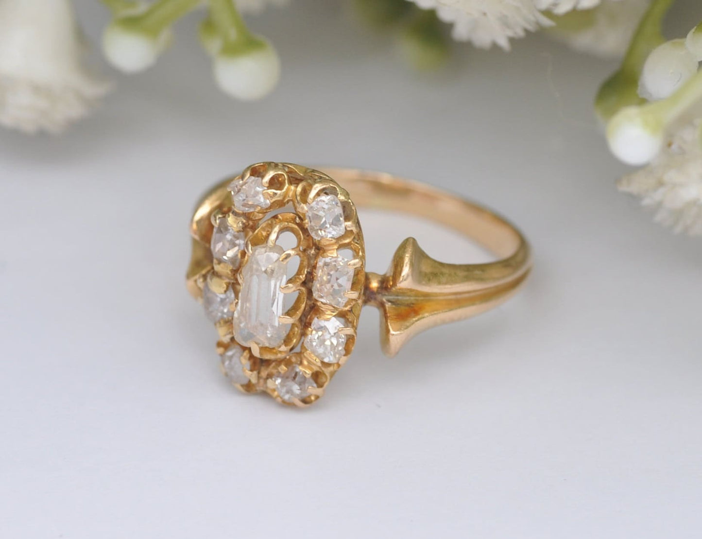 Antique Victorian 15ct Gold Diamond Cluster Ring