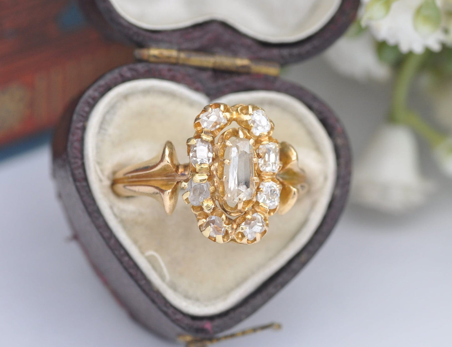 Antique Victorian 15ct Gold Diamond Cluster Ring