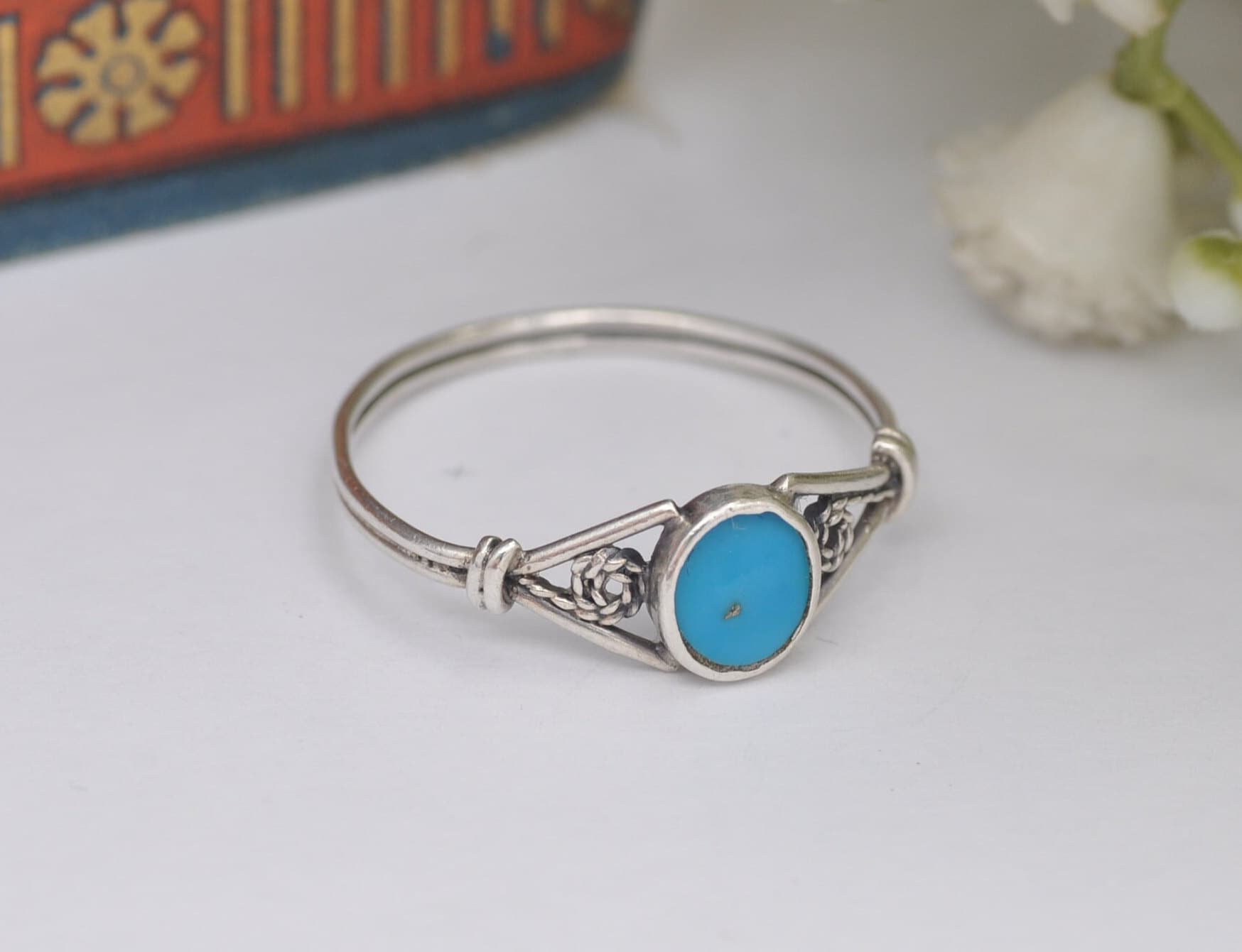 Vintage Sterling Silver Ring Sky Blue Stone