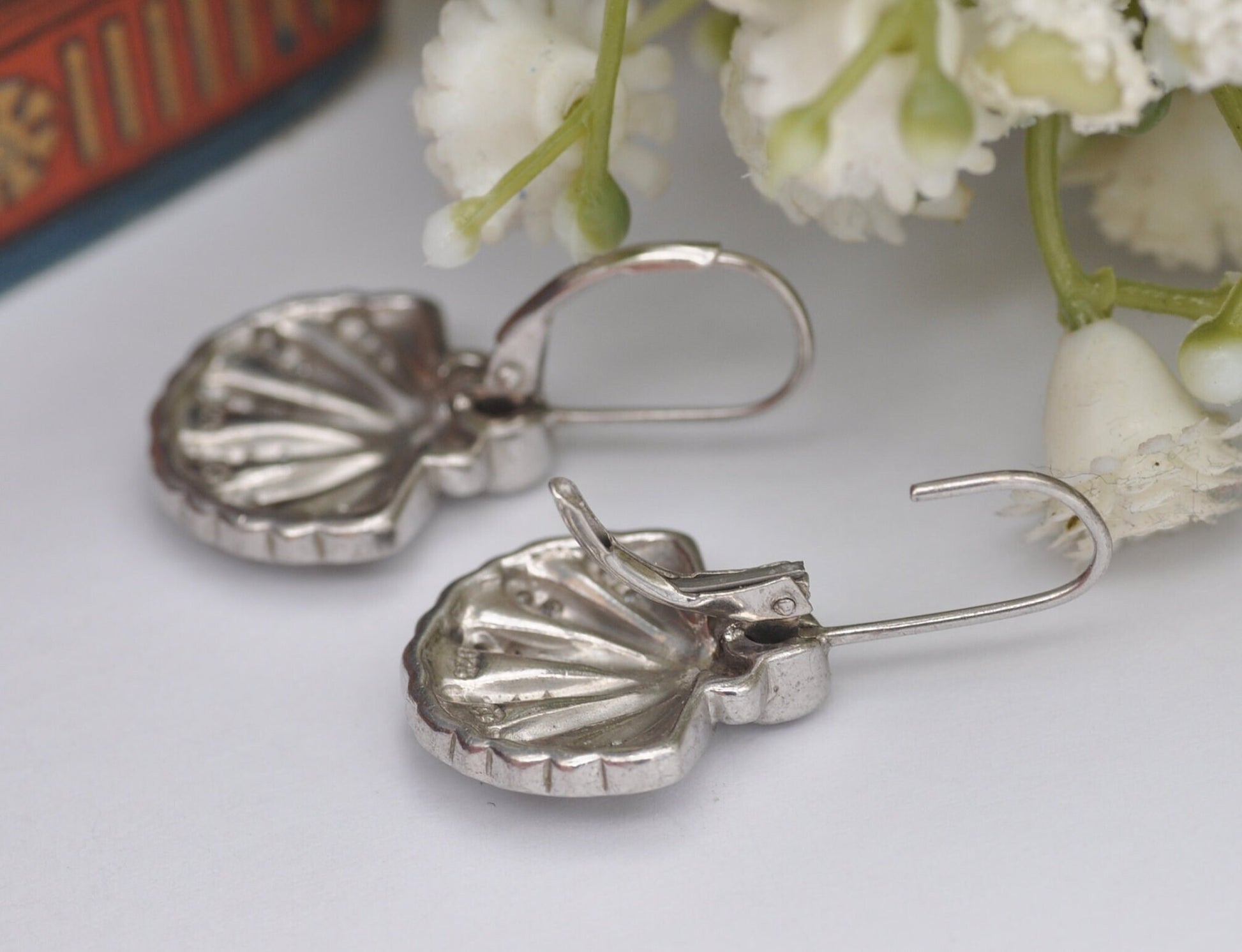 Vintage Sterling Silver Mother of Pearl Drop Earrings