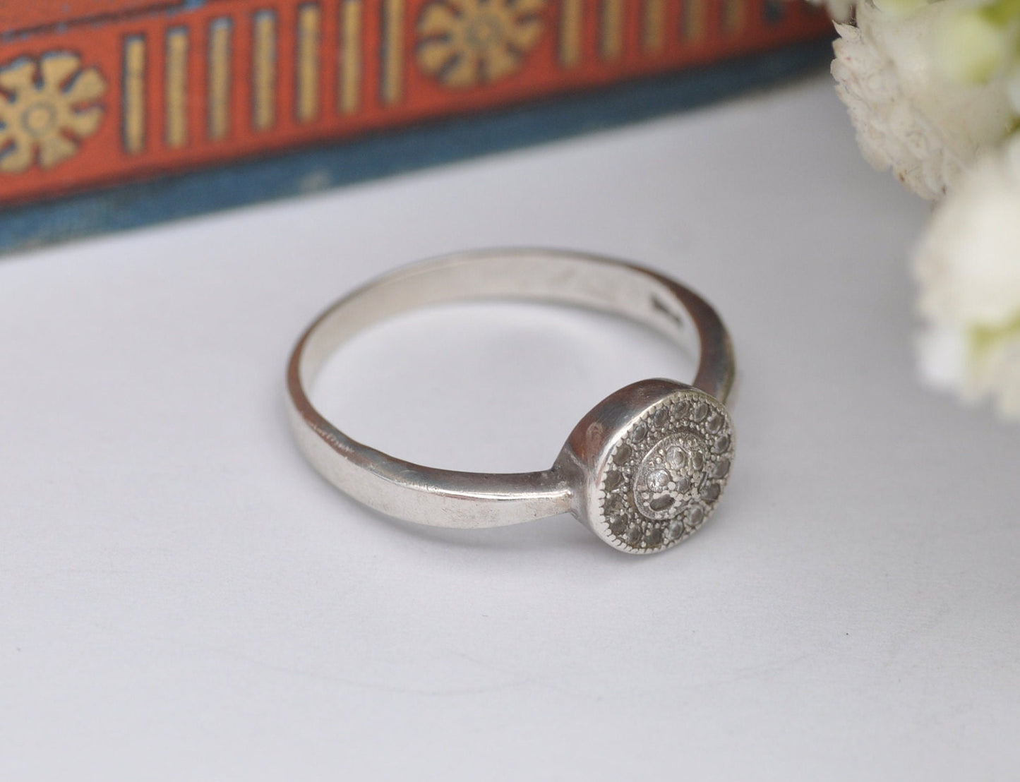 Sterling Silver Halo Cluster Ring - UK Size - N 1/2 | US Size - 7