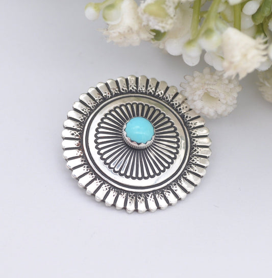 Vintage Sterling Silver Navajo Brooch by Toni Curtis TC - Southwestern Design